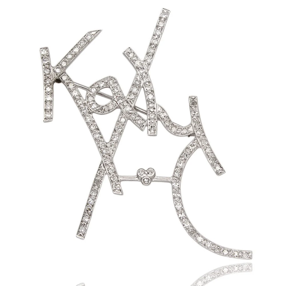 Platinum KATY Pin with Single Cut Diamond Accents