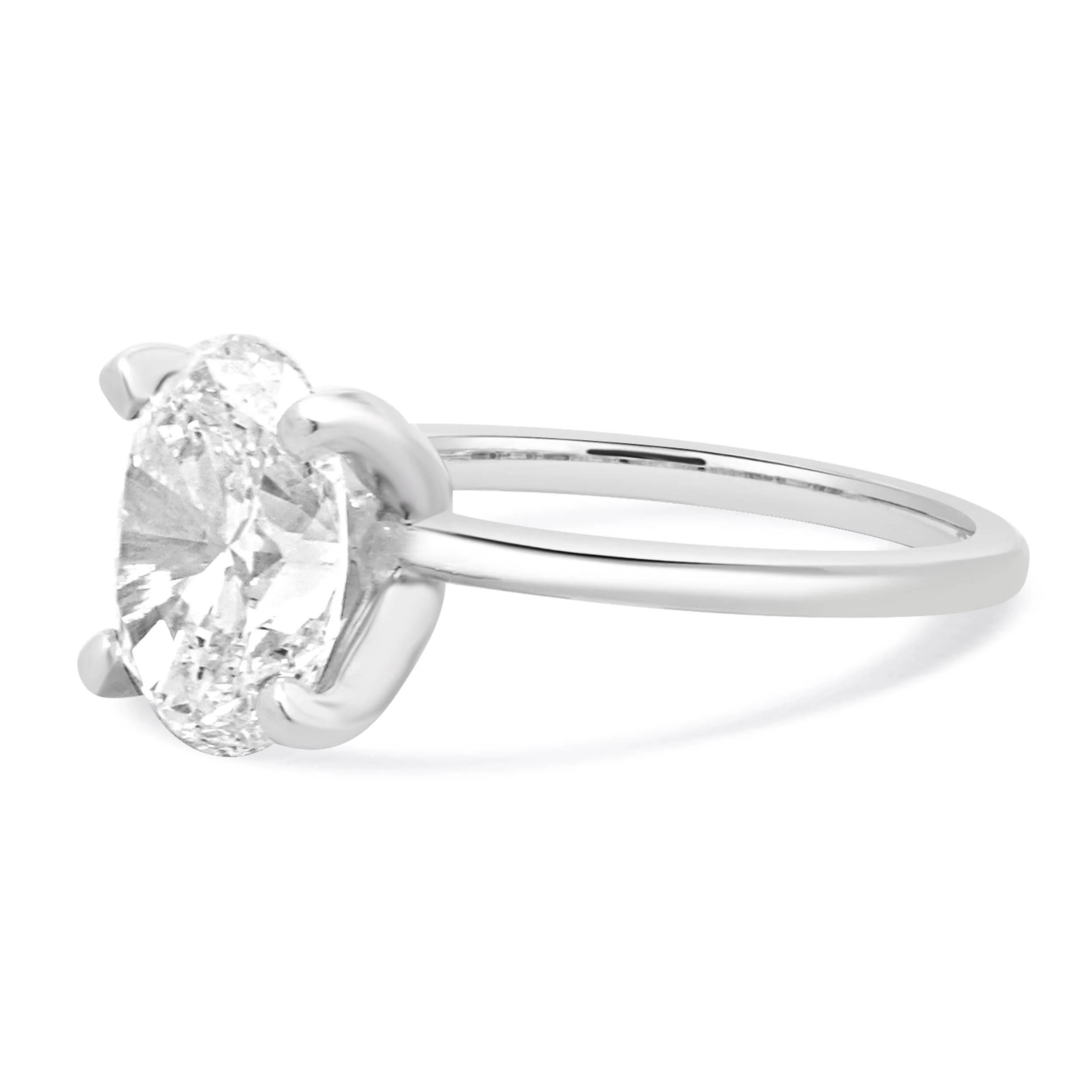 Platinum Oval Cut Diamond Engagement Ring - Image 2