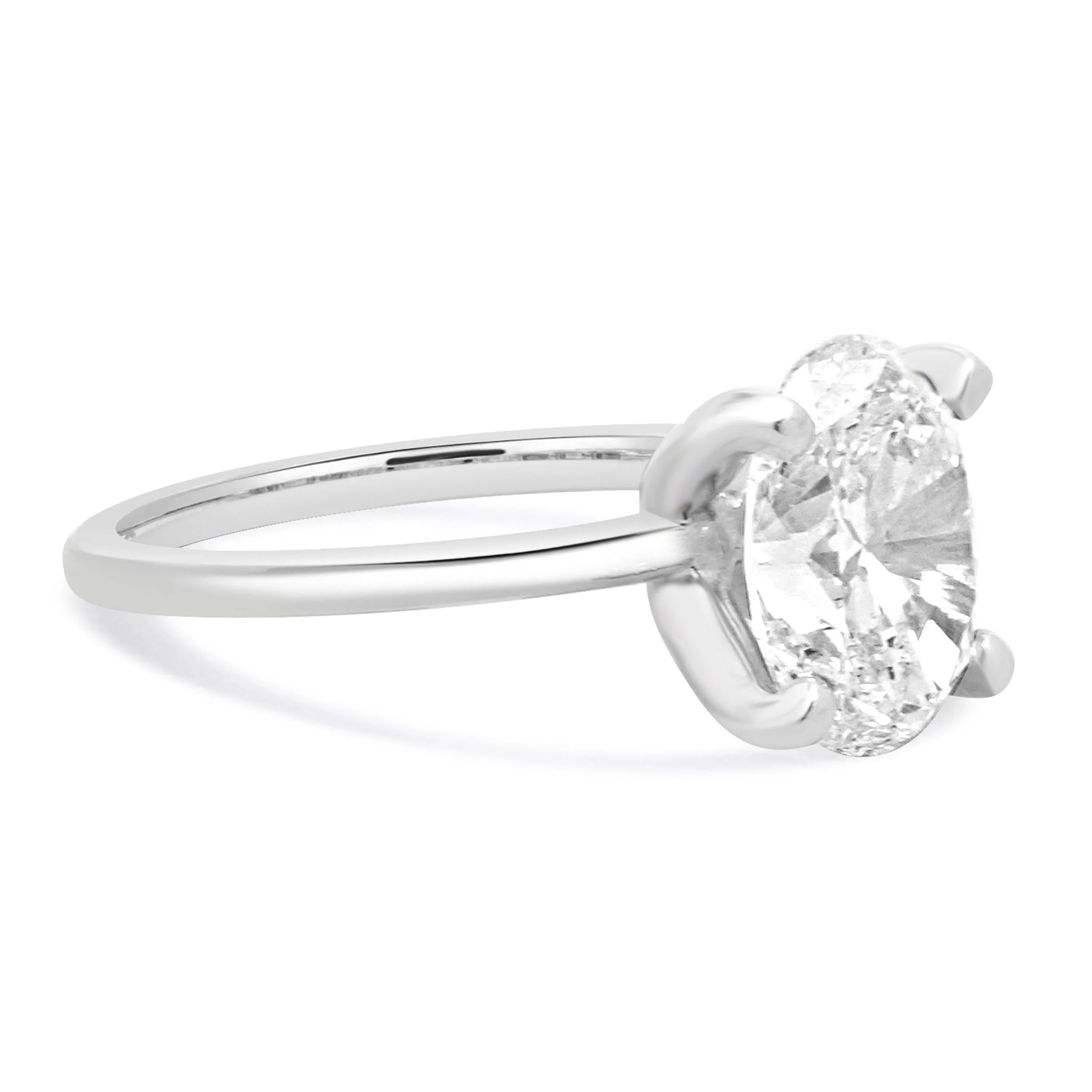 Platinum Oval Cut Diamond Engagement Ring - Image 4