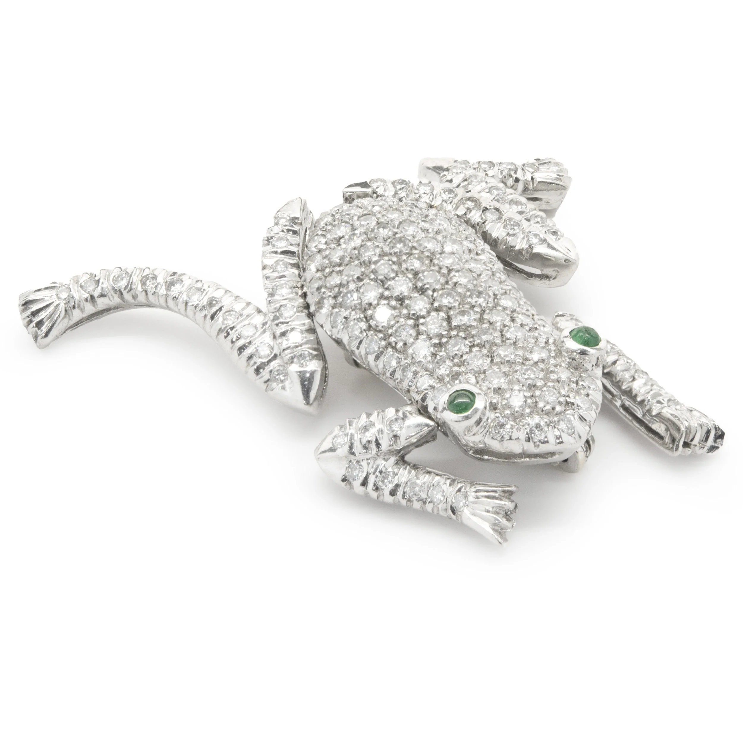 Platinum Pave Diamond Frog Pin