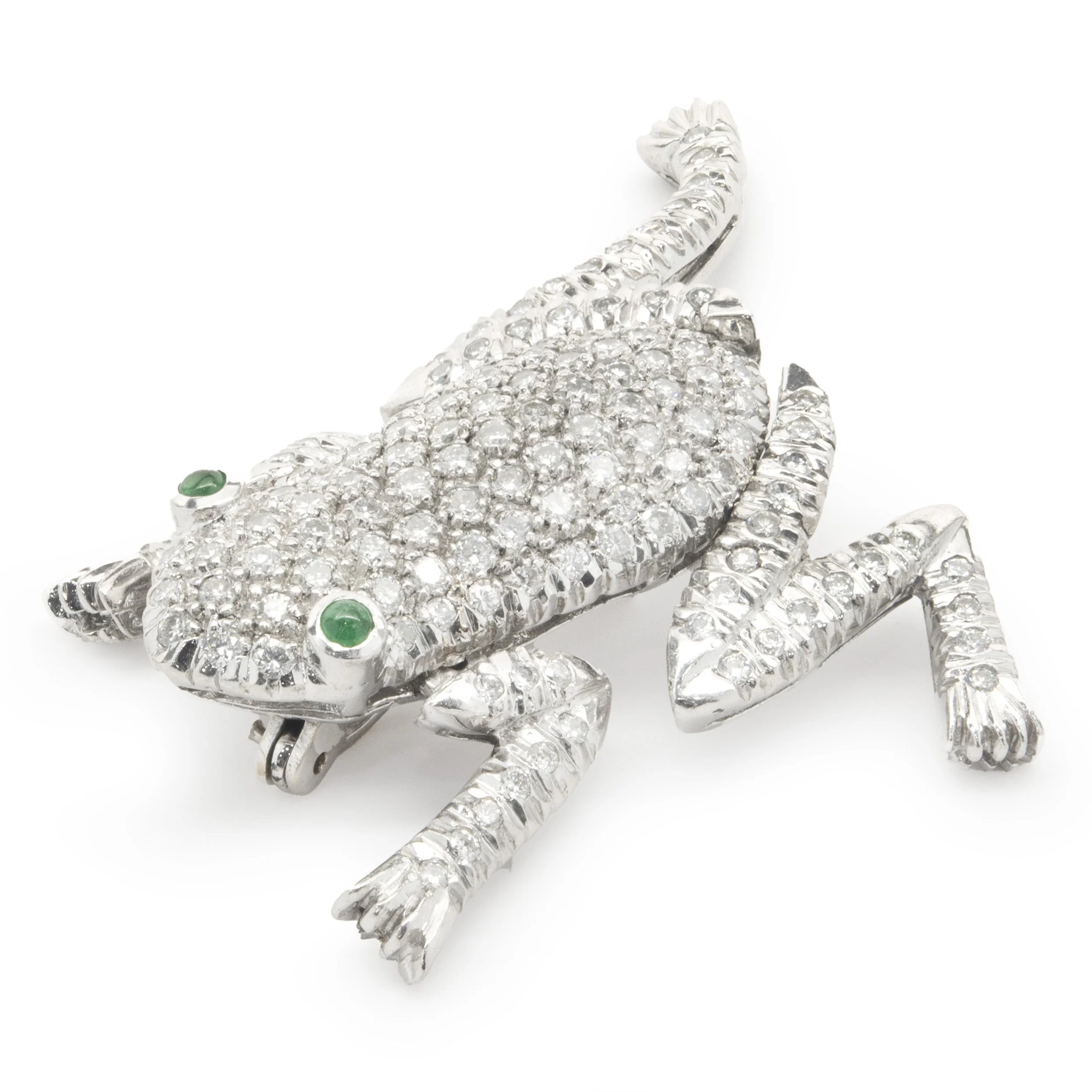 Platinum Pave Diamond Frog Pin - Image 2