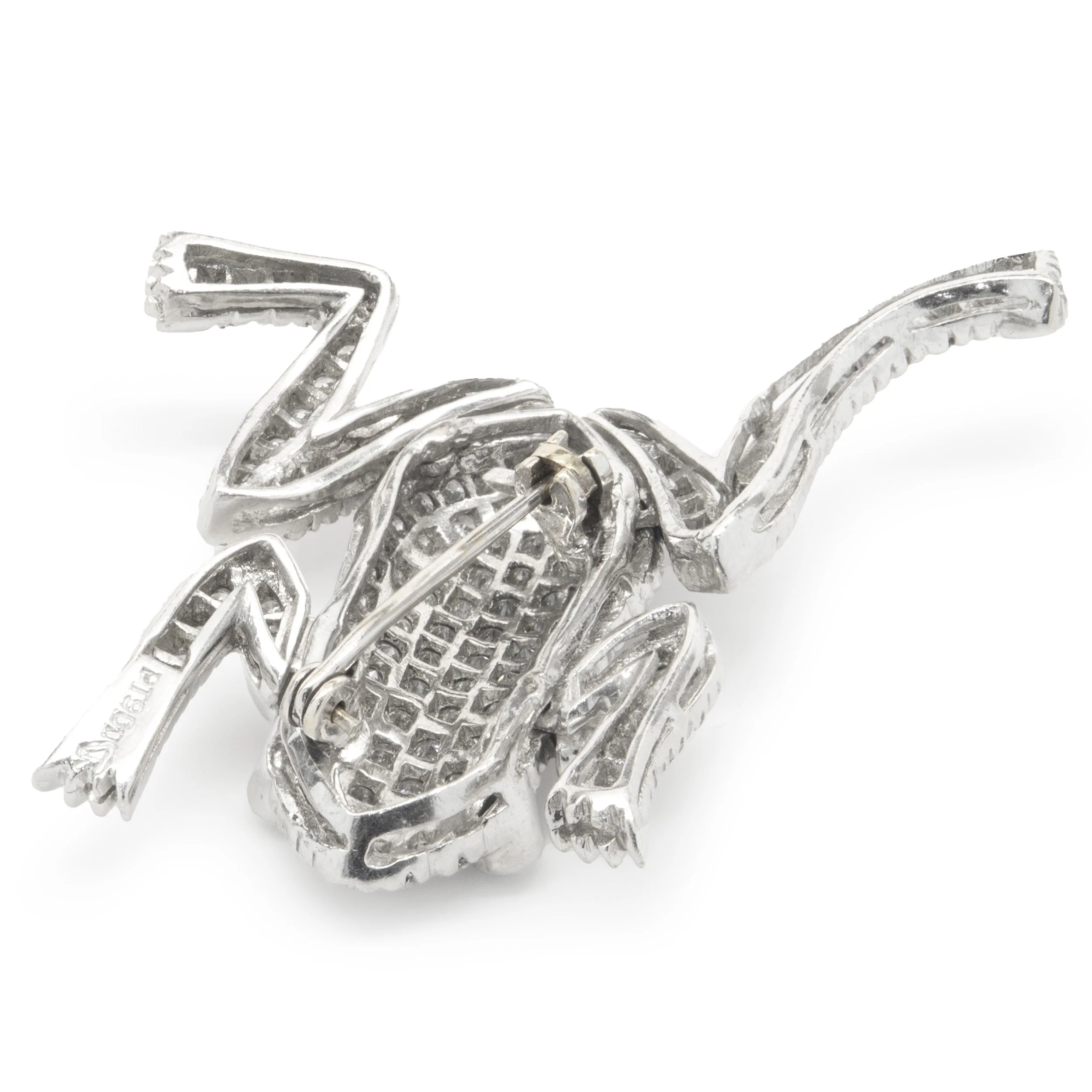 Platinum Pave Diamond Frog Pin - Image 4