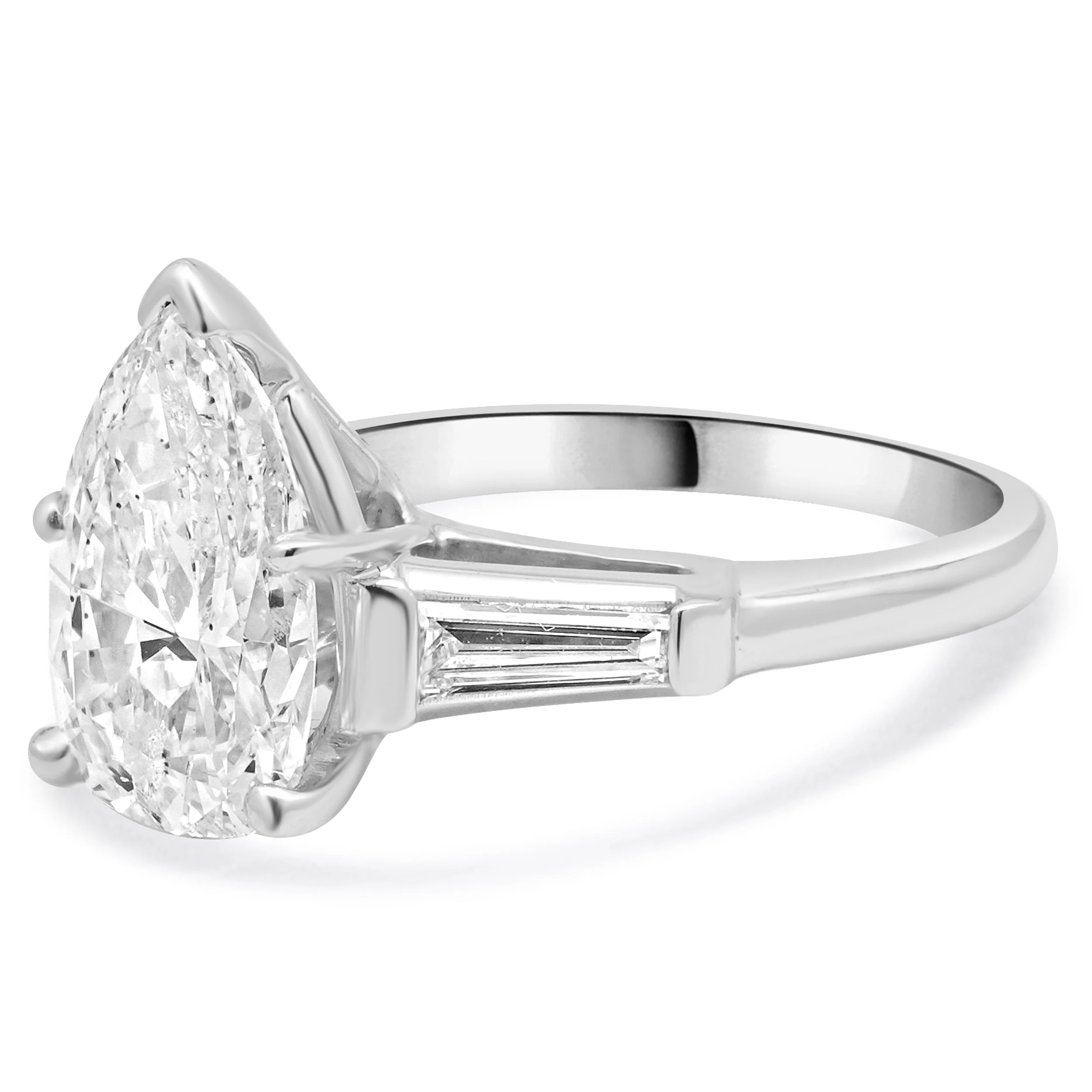Platinum Pear Cut Diamond Engagement Ring - Image 2