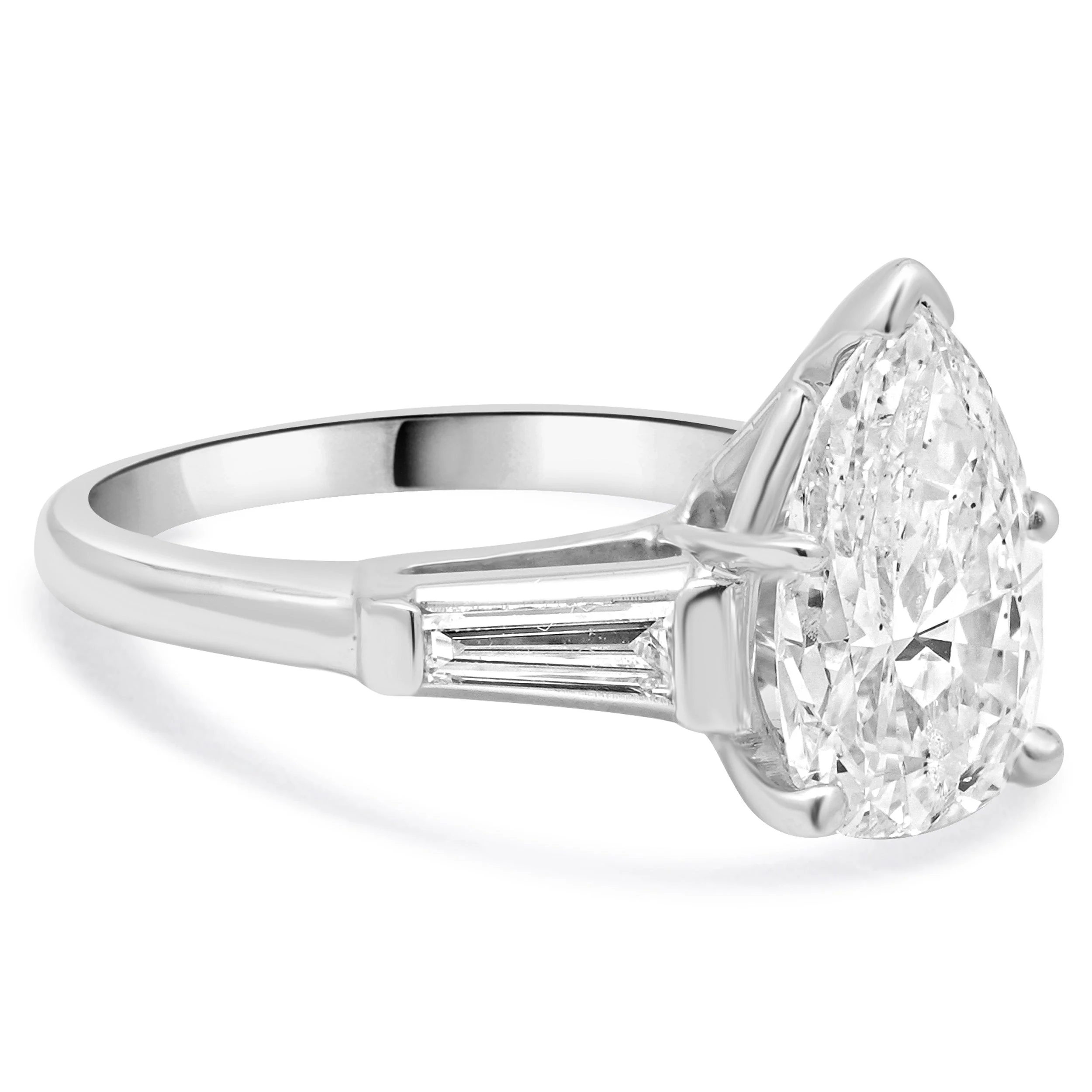 Platinum Pear Cut Diamond Engagement Ring - Image 4