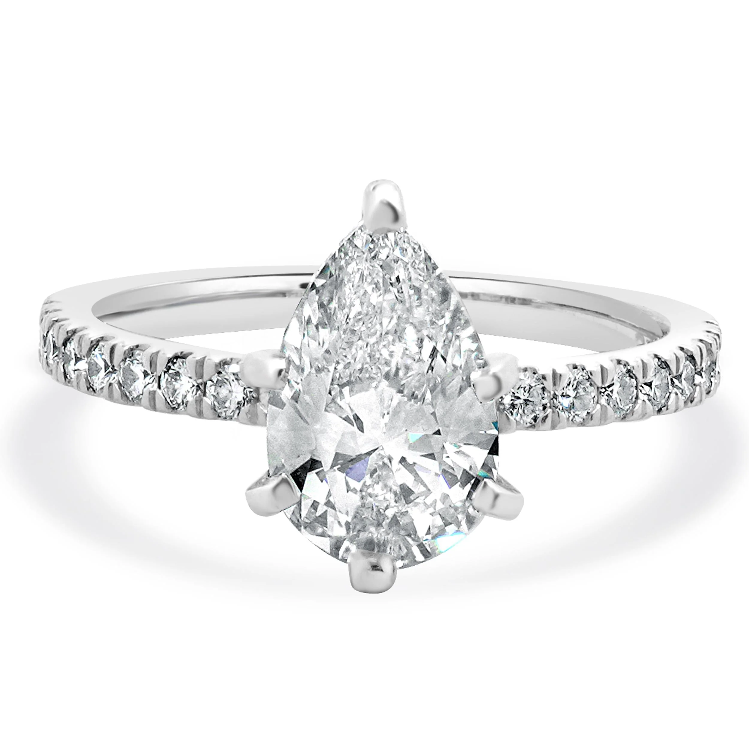 Platinum Pear Cut Diamond Engagement Ring
