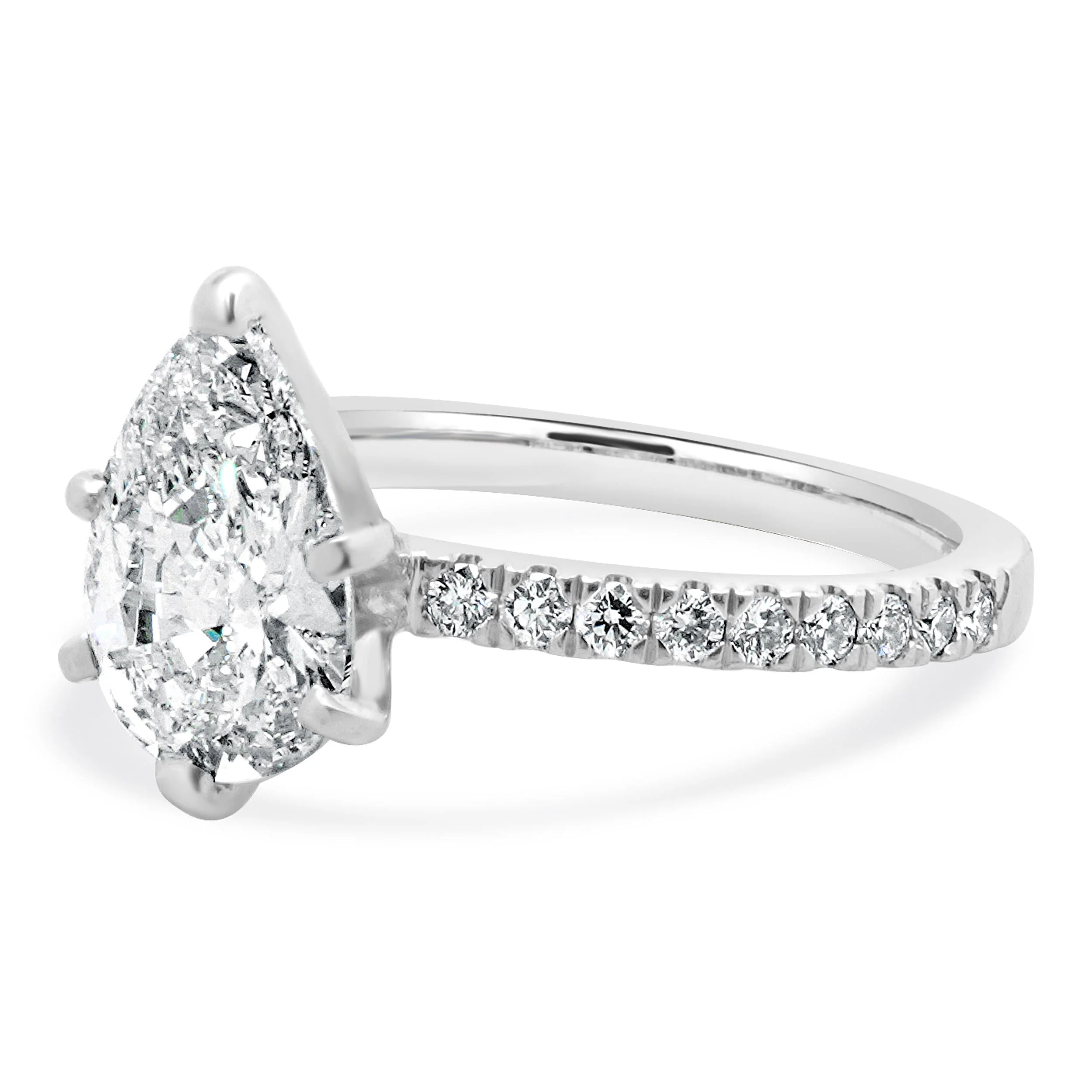 Platinum Pear Cut Diamond Engagement Ring - Image 2
