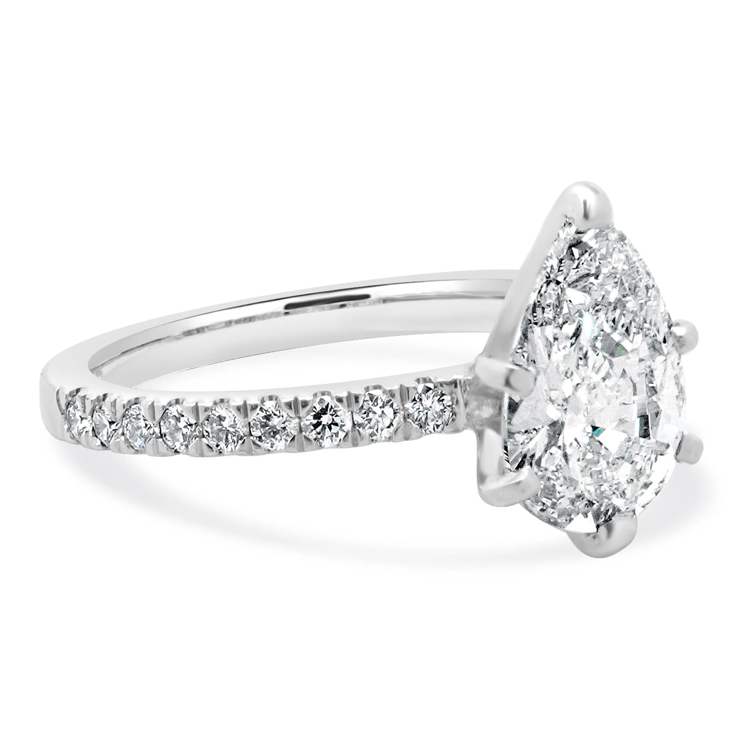 Platinum Pear Cut Diamond Engagement Ring - Image 4