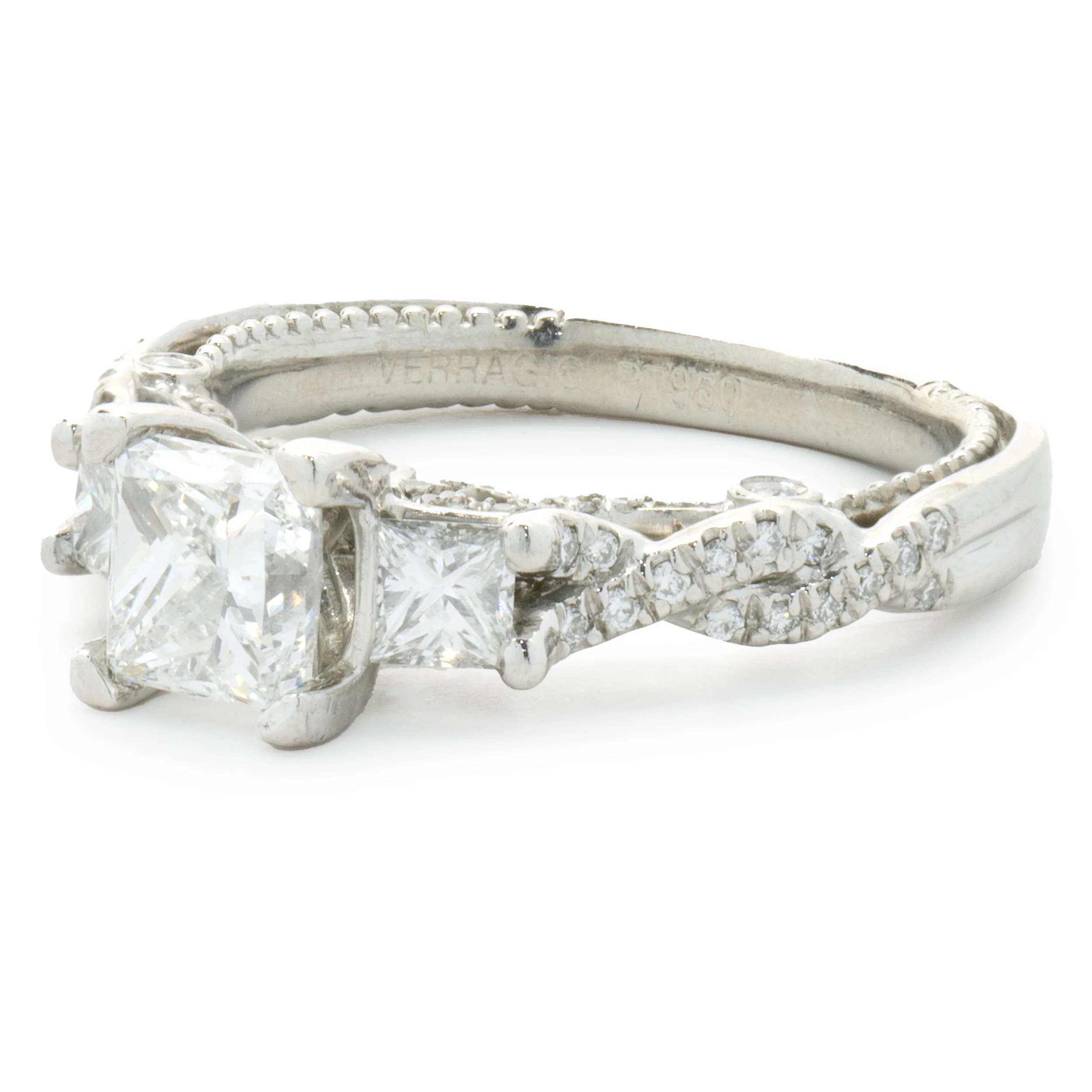 Platinum Princess Cut Diamond Engagement Ring - Image 2