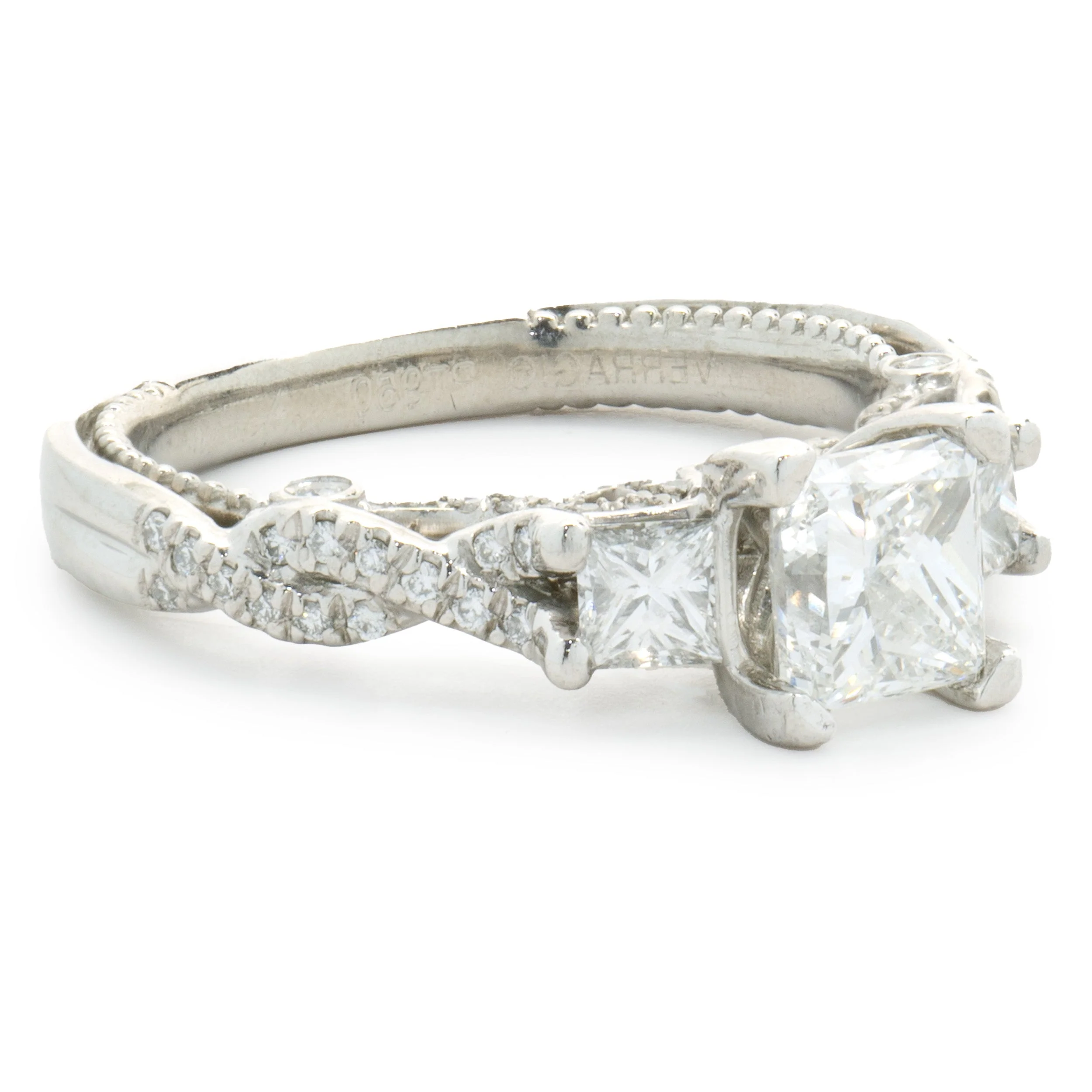 Platinum Princess Cut Diamond Engagement Ring - Image 4