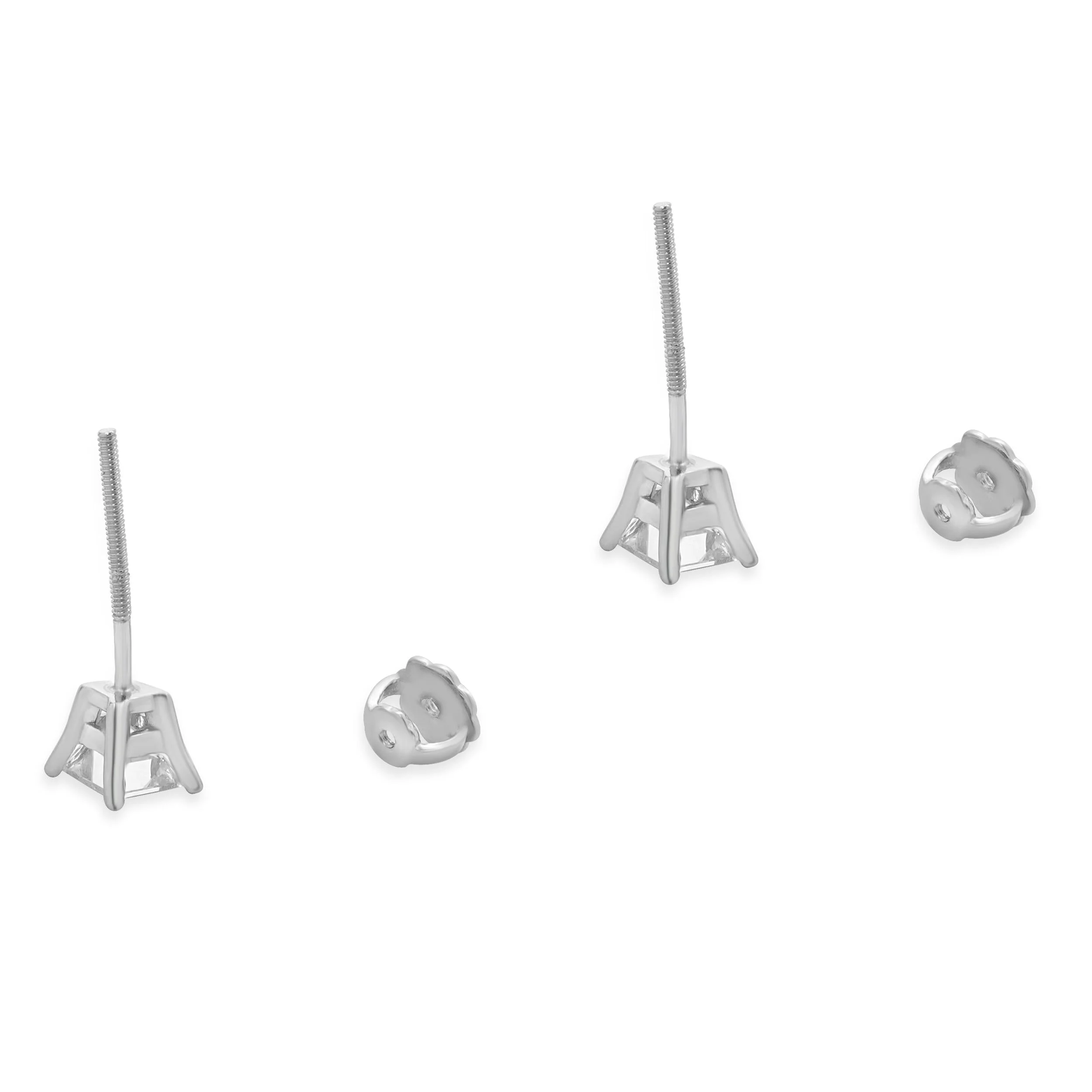 Platinum Princess Cut Diamond Stud Earrings - Image 4