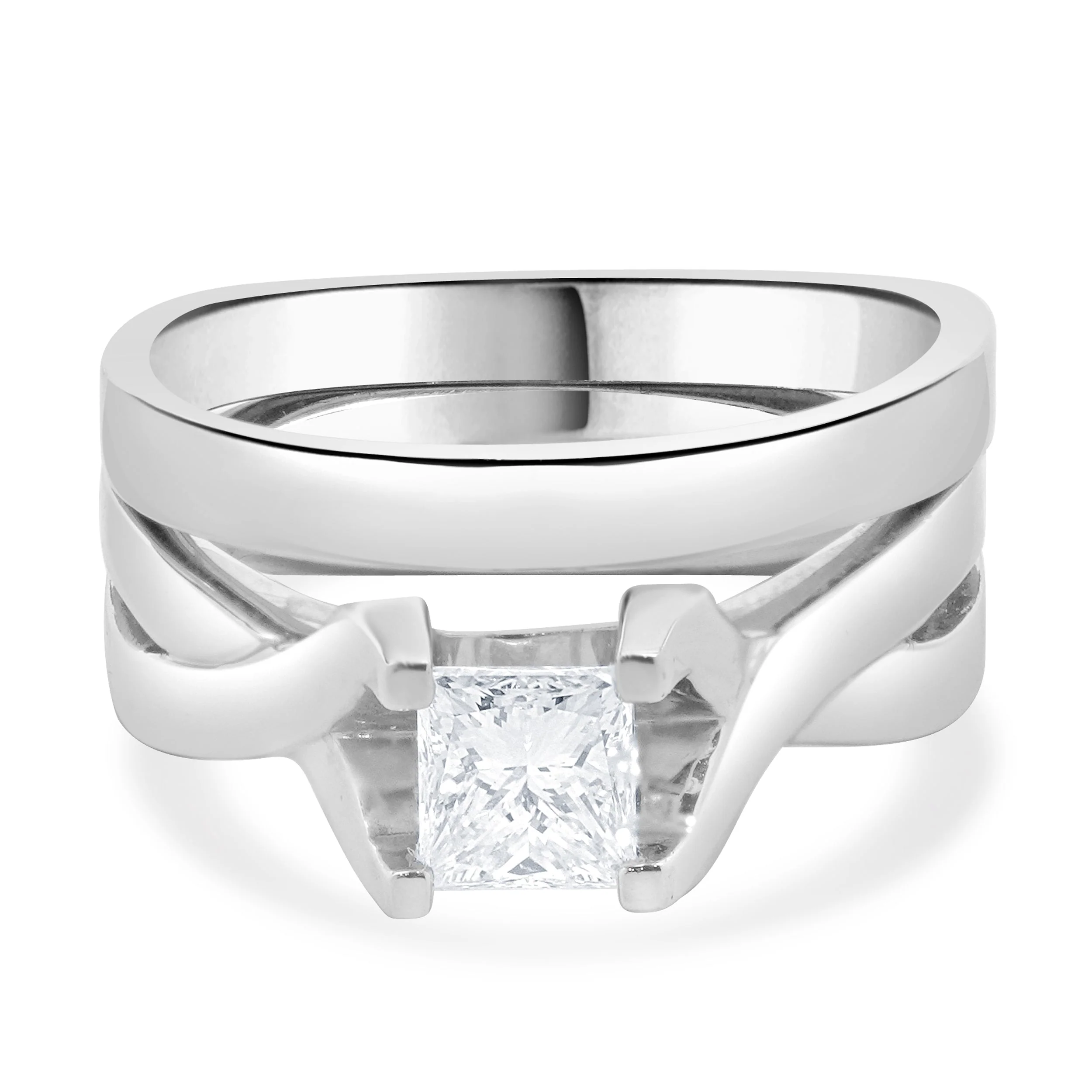 Platinum Princess Cut Diamond Wedding Set