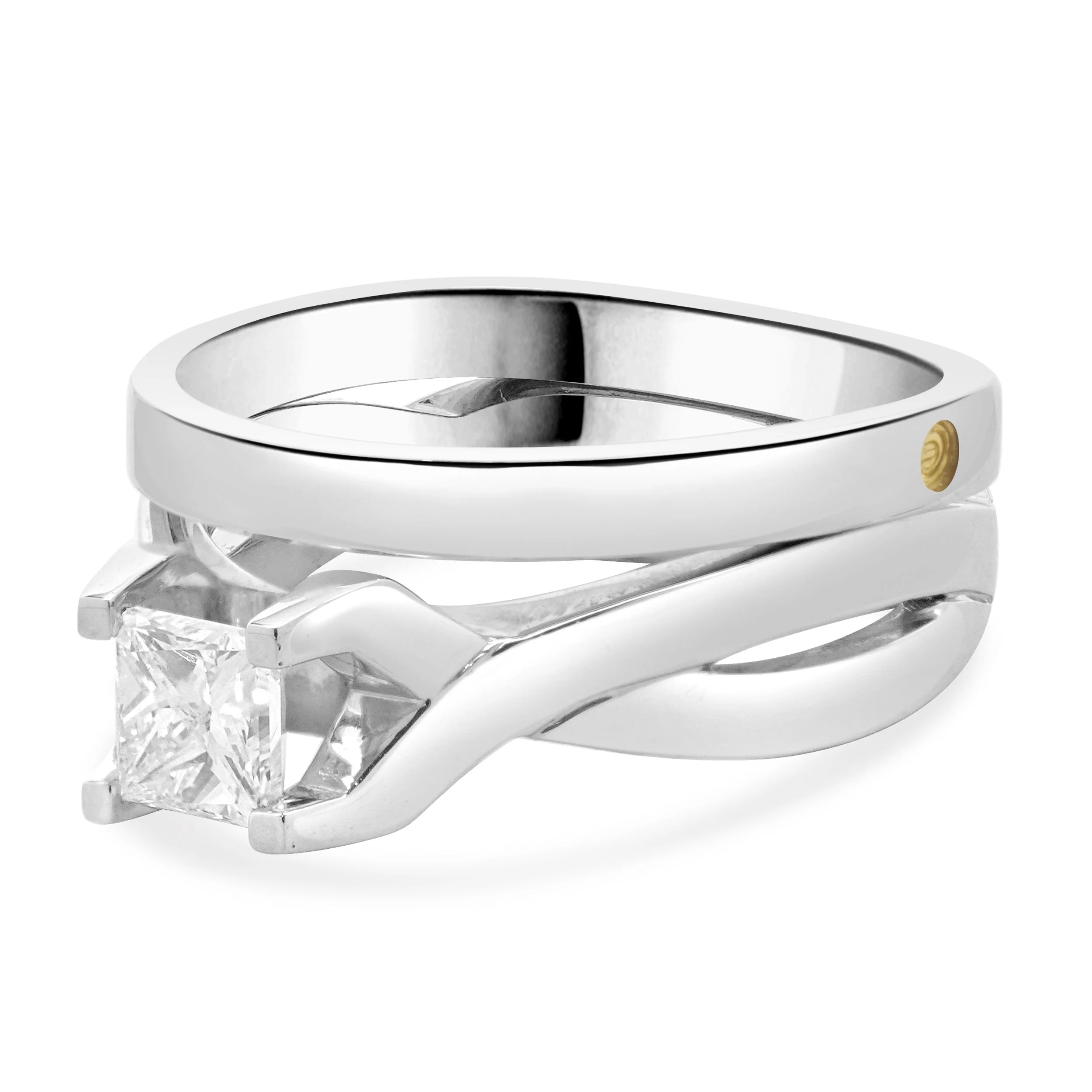 Platinum Princess Cut Diamond Wedding Set - Image 2
