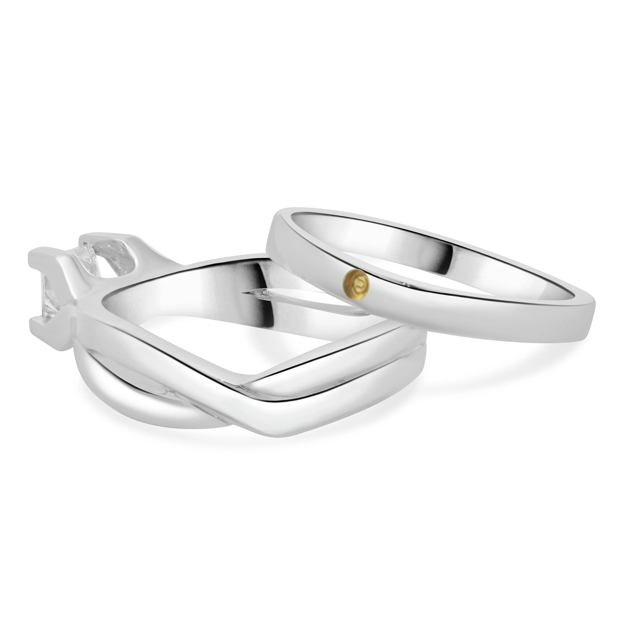 Platinum Princess Cut Diamond Wedding Set - Image 3