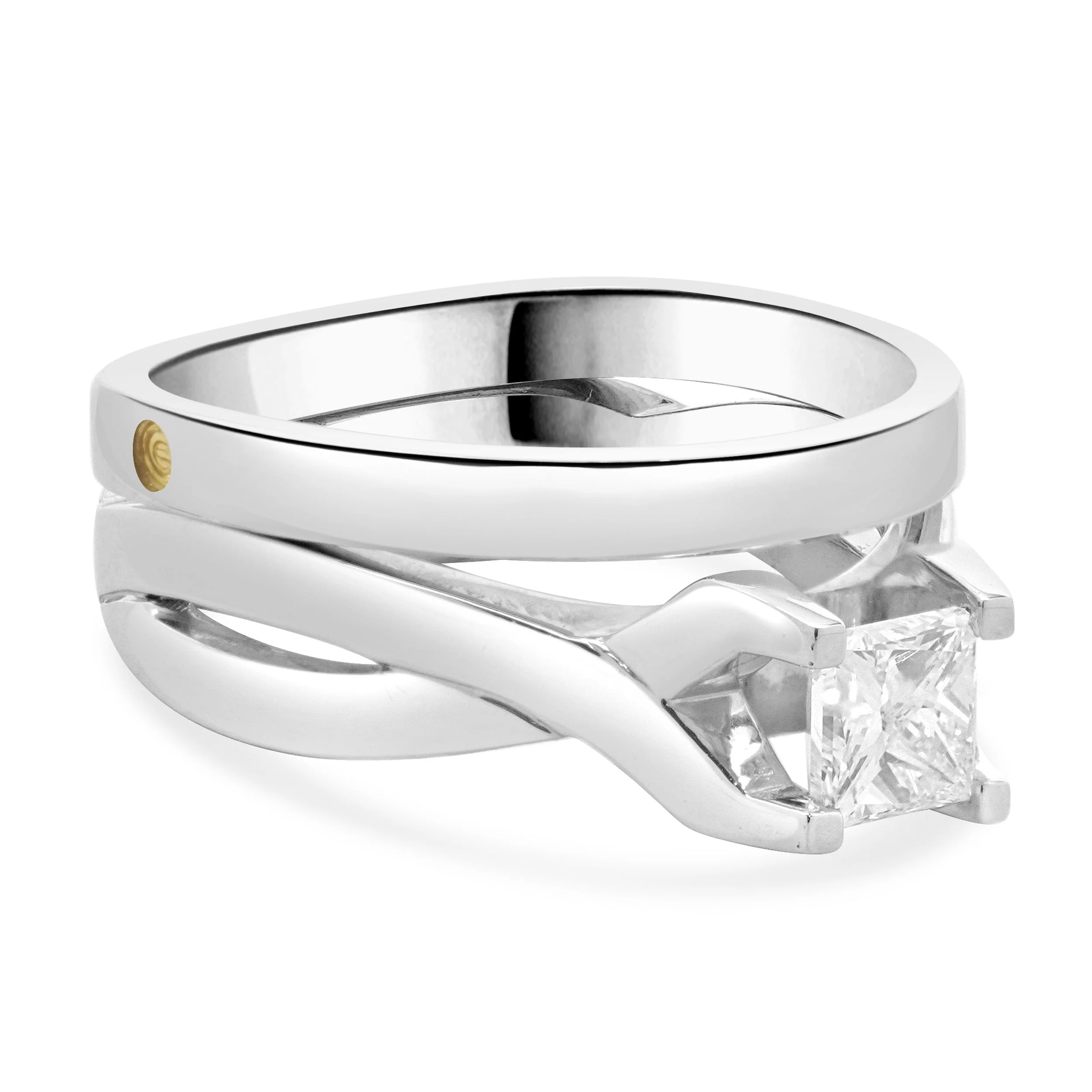 Platinum Princess Cut Diamond Wedding Set - Image 4