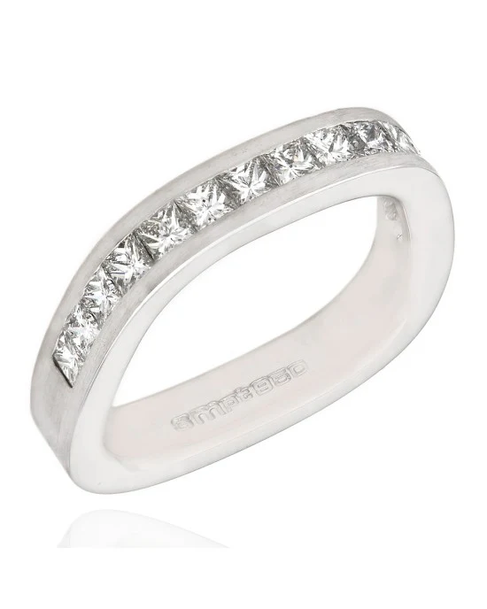 Platinum Princess Diamond Ring with Square Shank