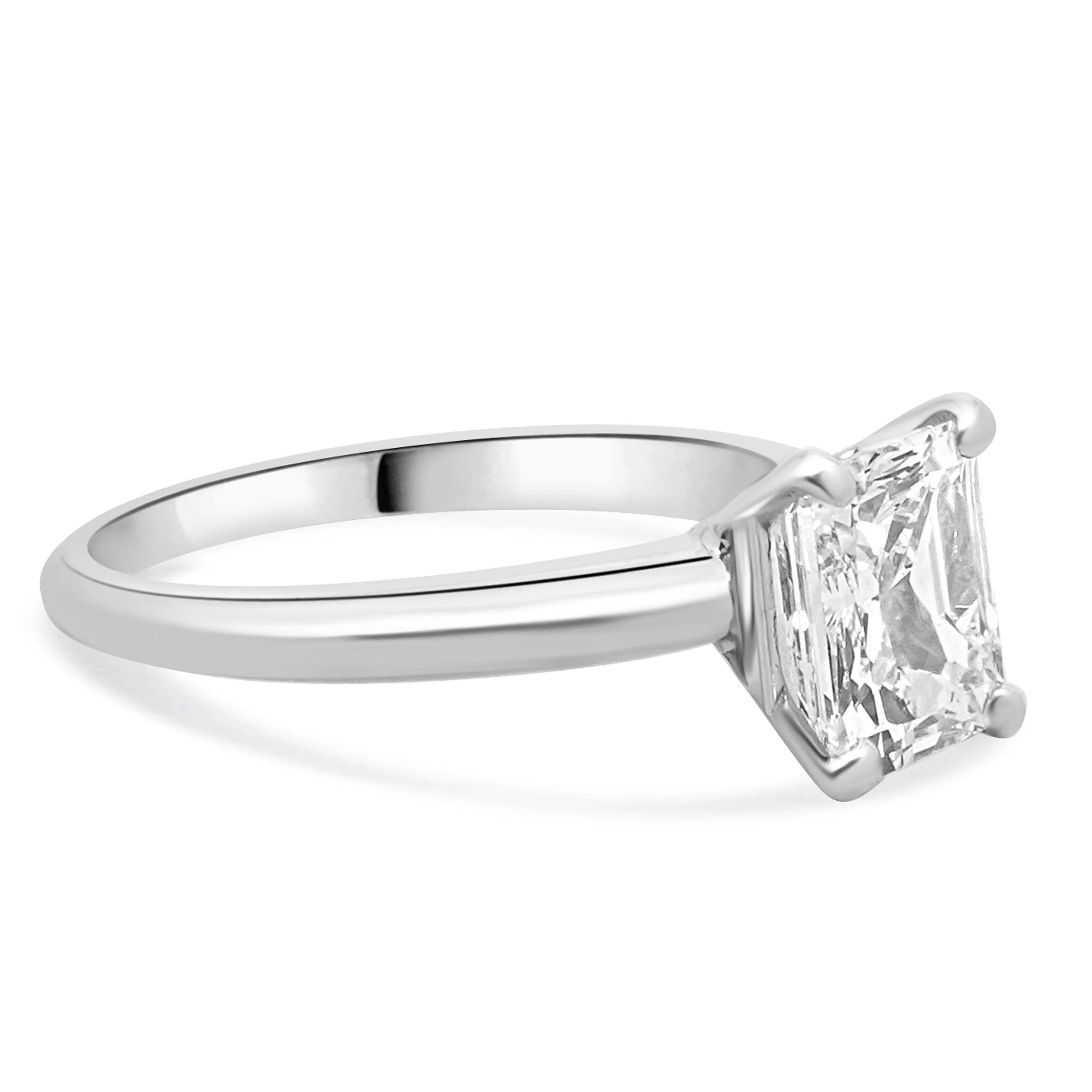 Platinum Radiant Cut Diamond Engagement Ring - Image 3