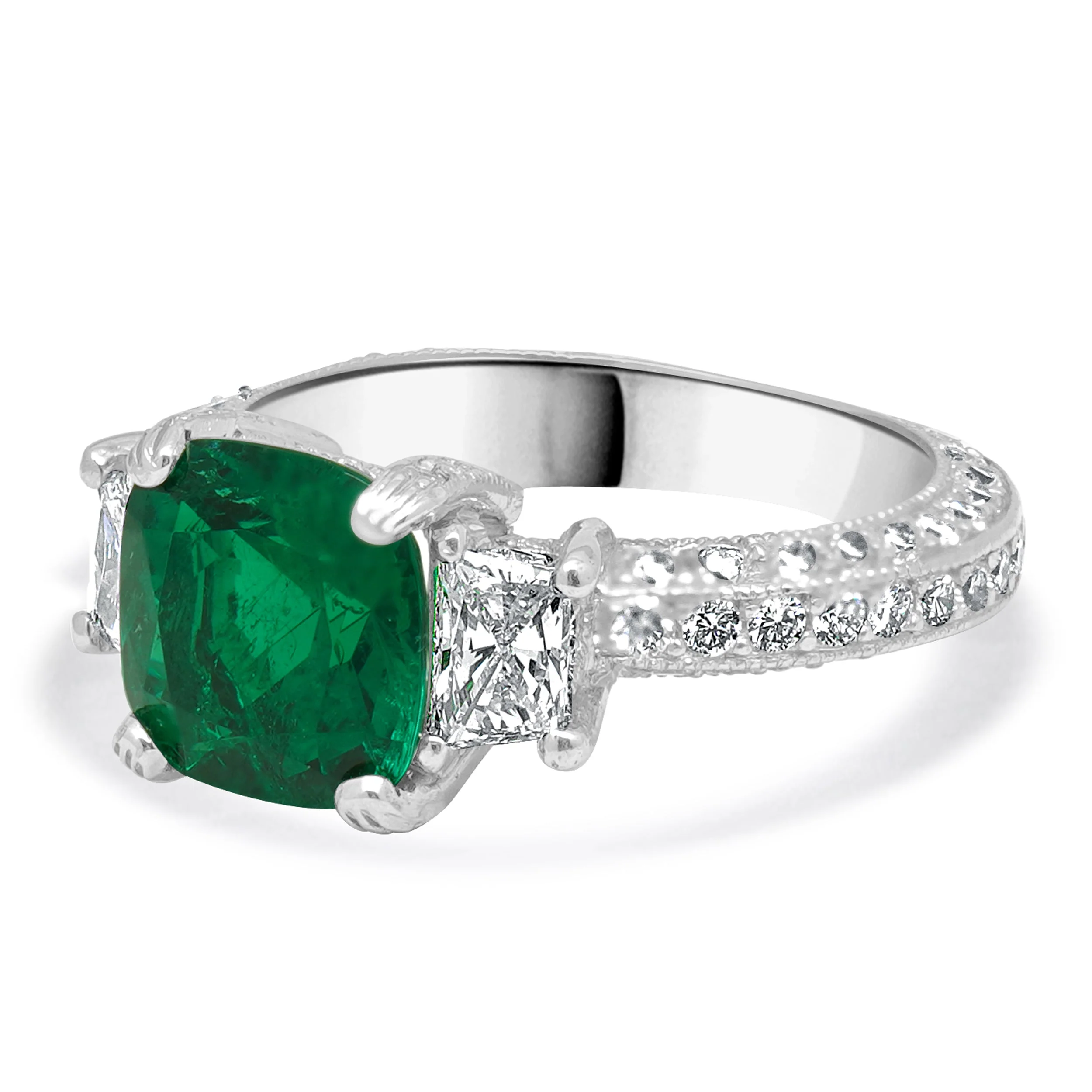 Platinum Radiant Cut Diamond Engagement Ring - Image 2