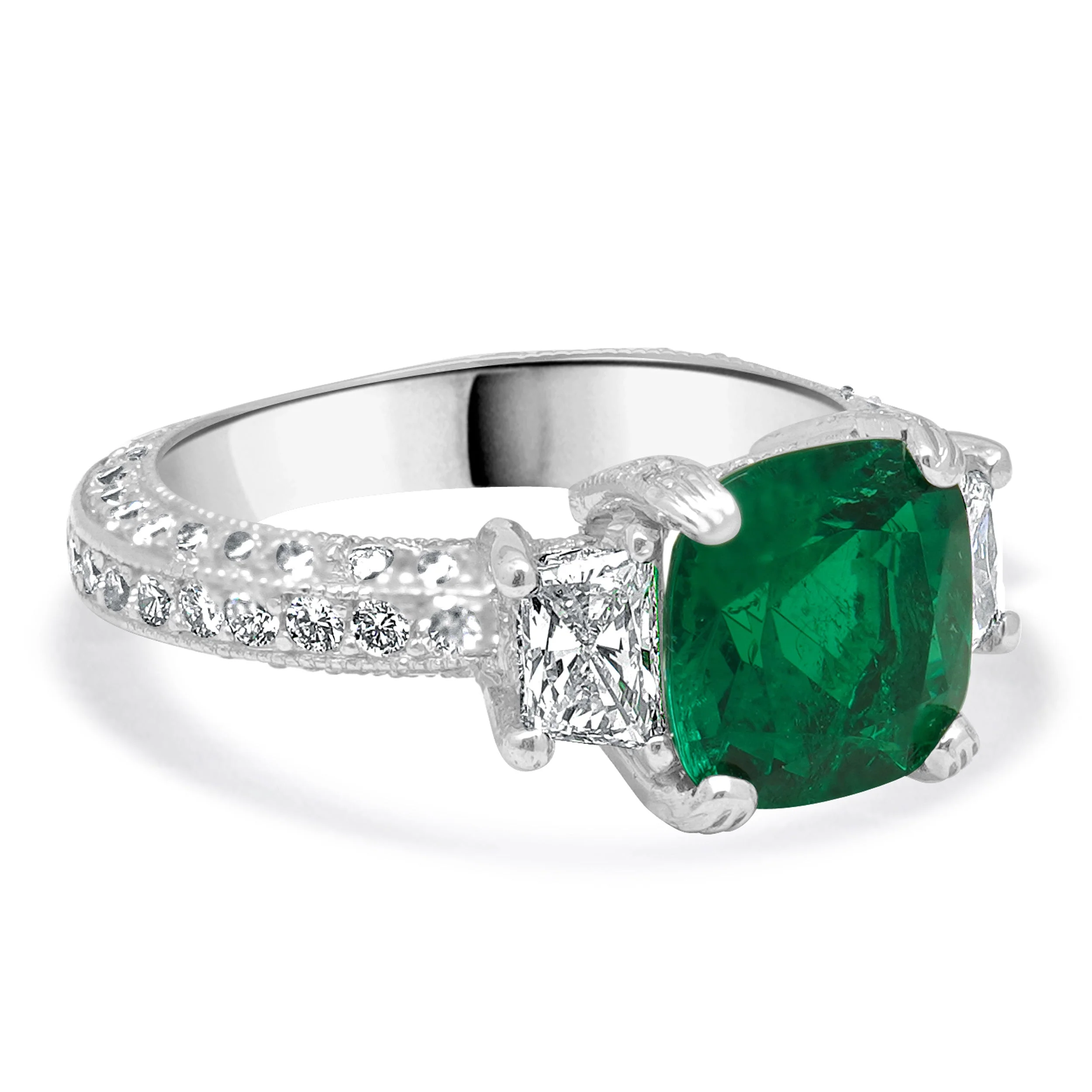 Platinum Radiant Cut Diamond Engagement Ring - Image 4