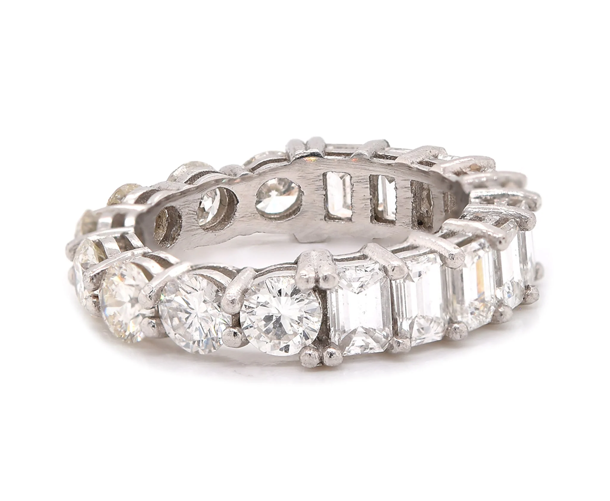 Platinum Round and Baguette Diamond Eternity Band - Image 3
