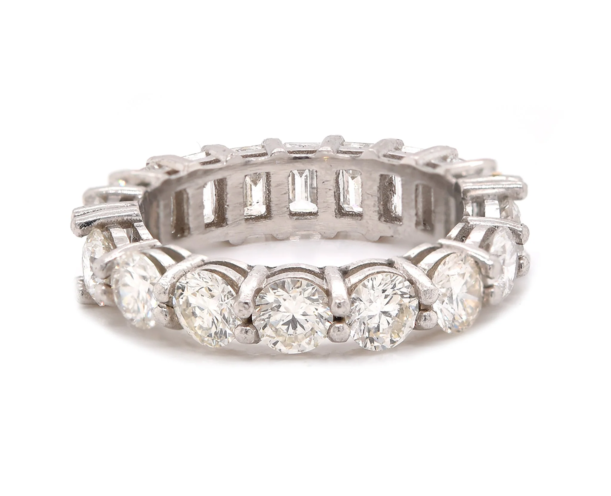 Platinum Round and Baguette Diamond Eternity Band - Image 4