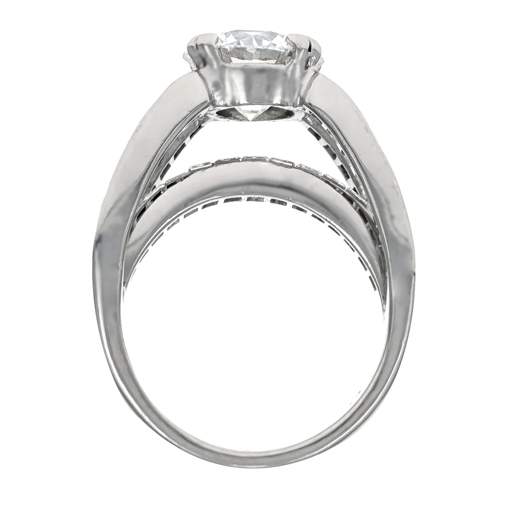 Platinum Round Brilliant Cut Diamond Engagement Ring - Image 4