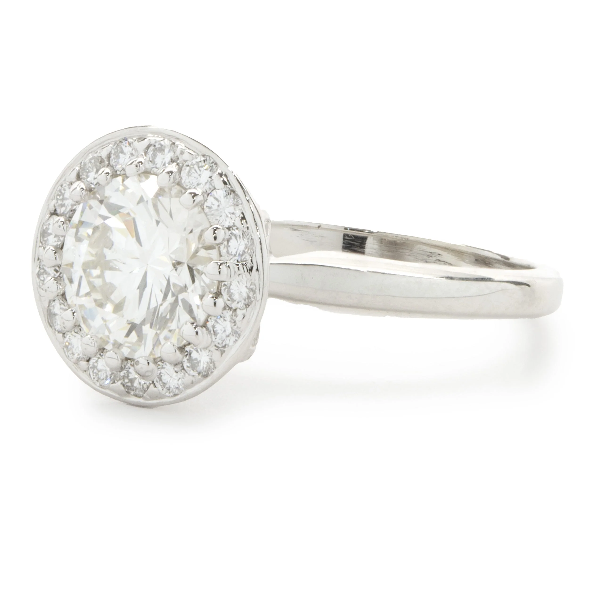 Platinum Round Brilliant Cut Diamond Engagement Ring - Image 4
