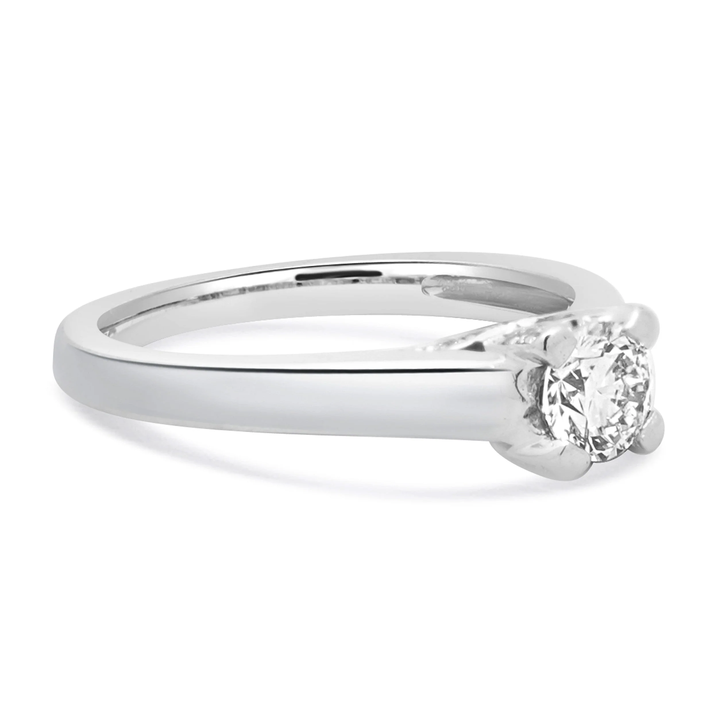 Platinum Round Brilliant Cut Diamond Engagement Ring - Image 4