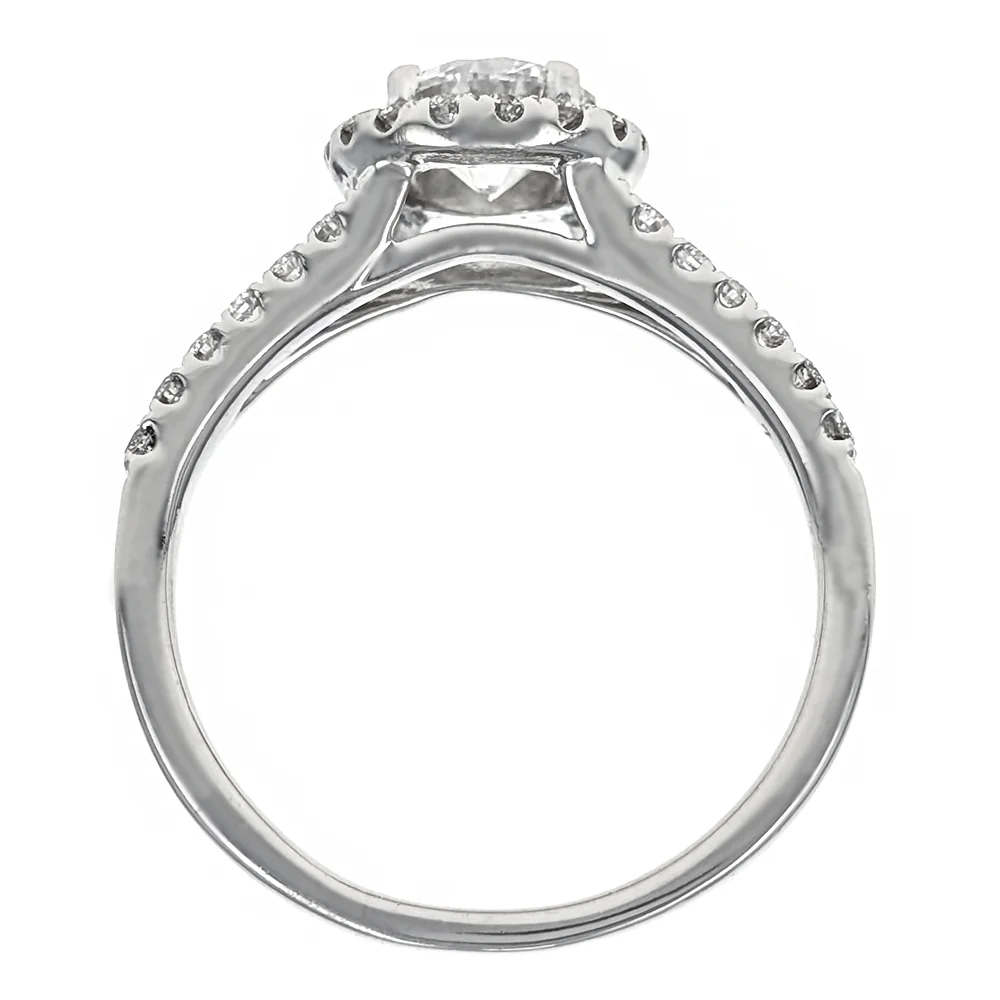 Platinum Round Brilliant Cut Diamond Halo Engagement Ring - Image 2