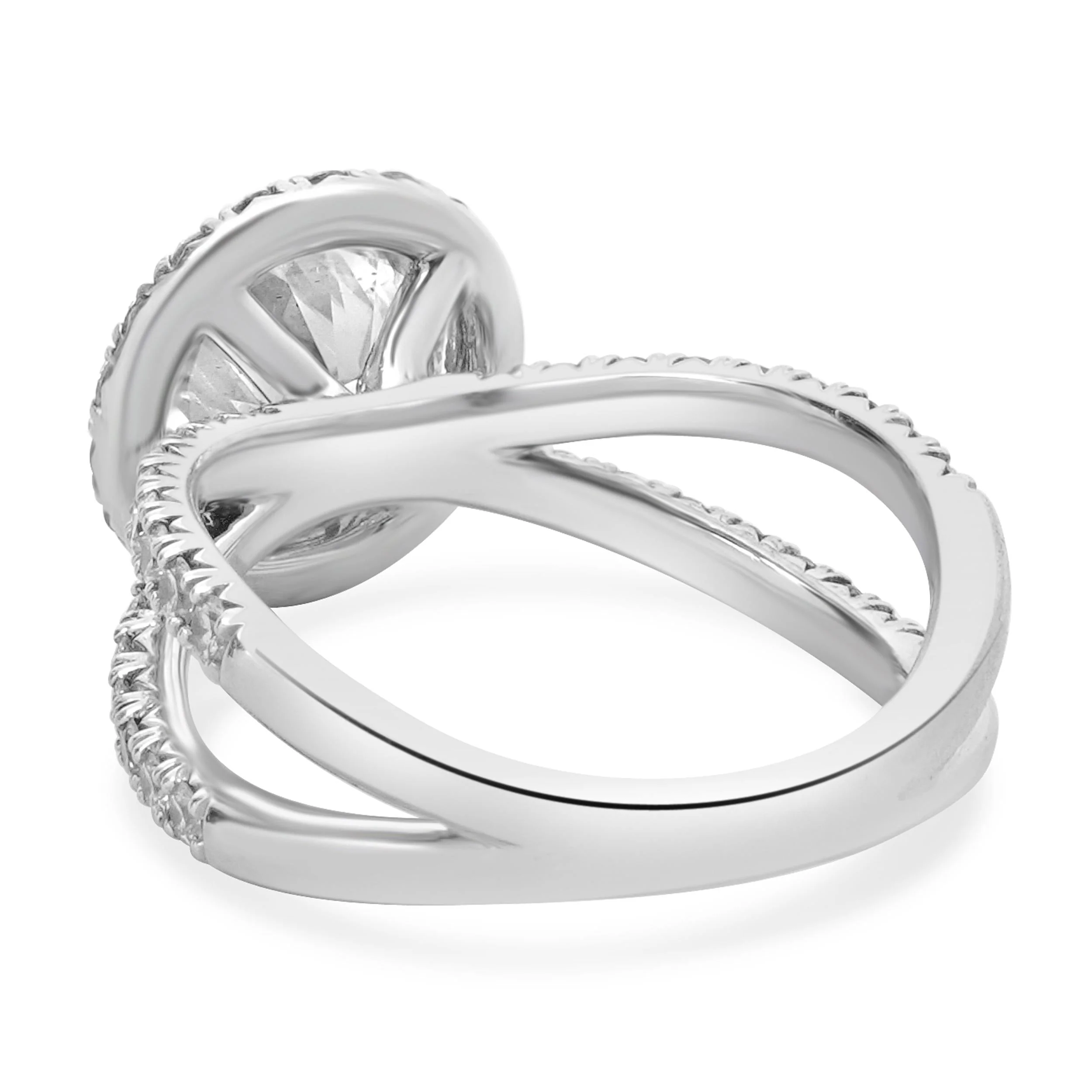 Platinum Round Diamond Engagement Ring With Halo - Image 3