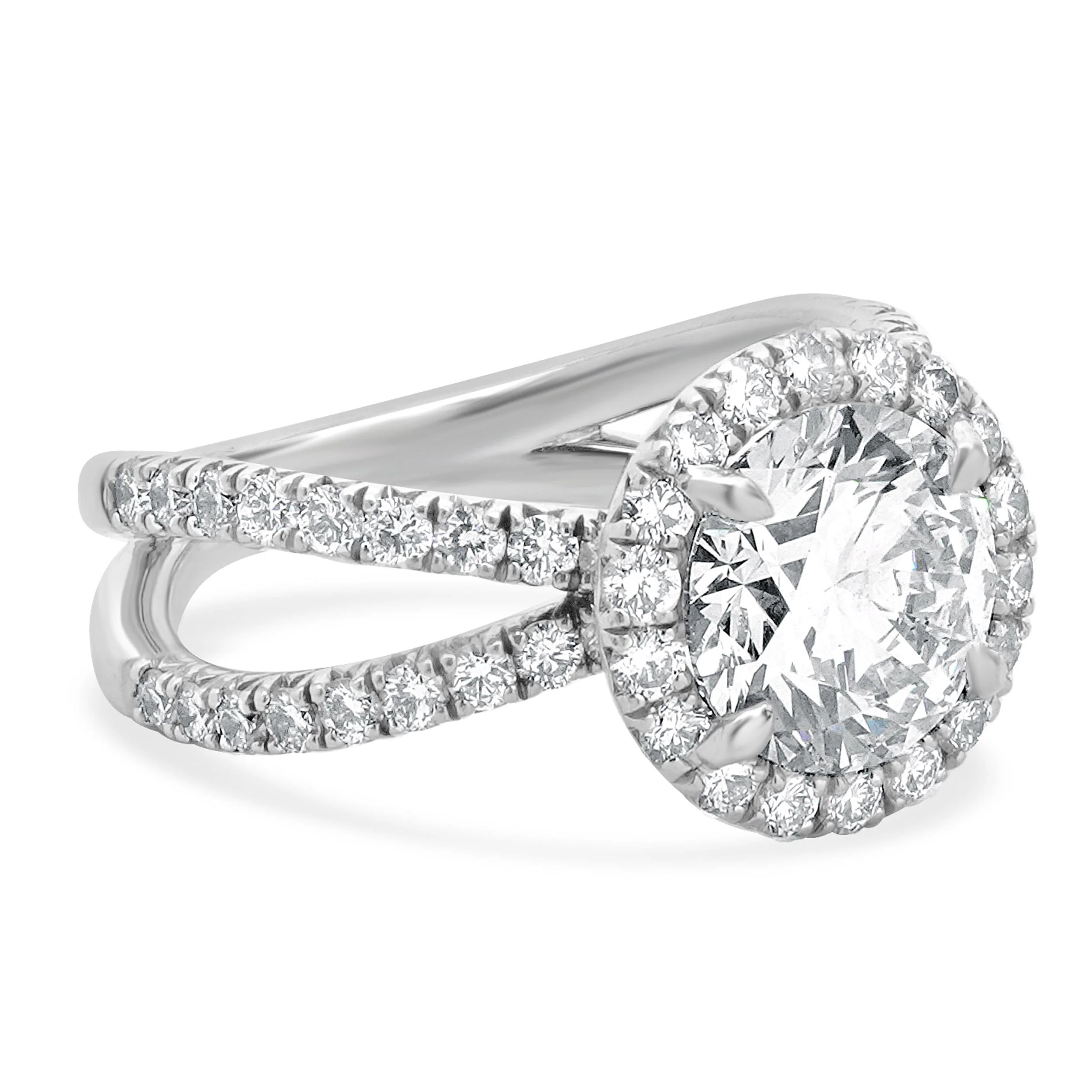 Platinum Round Diamond Engagement Ring With Halo - Image 4