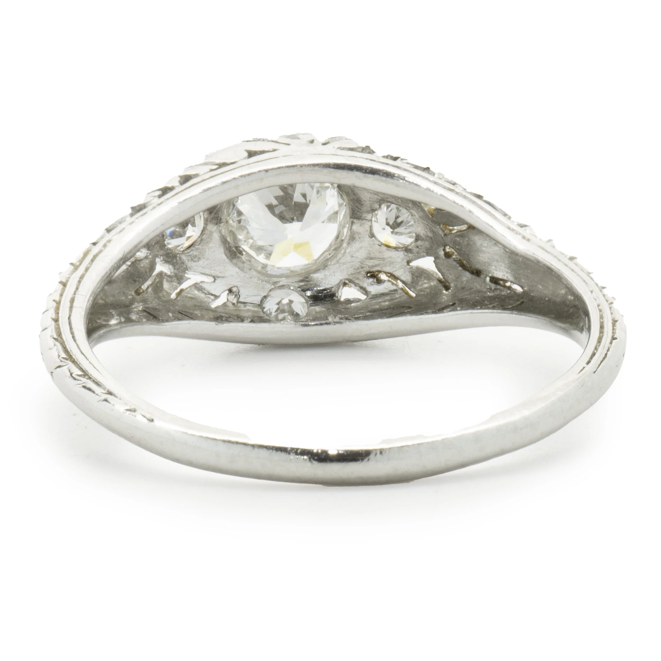 Platinum Round European Cut Diamond Engagement Ring - Image 3