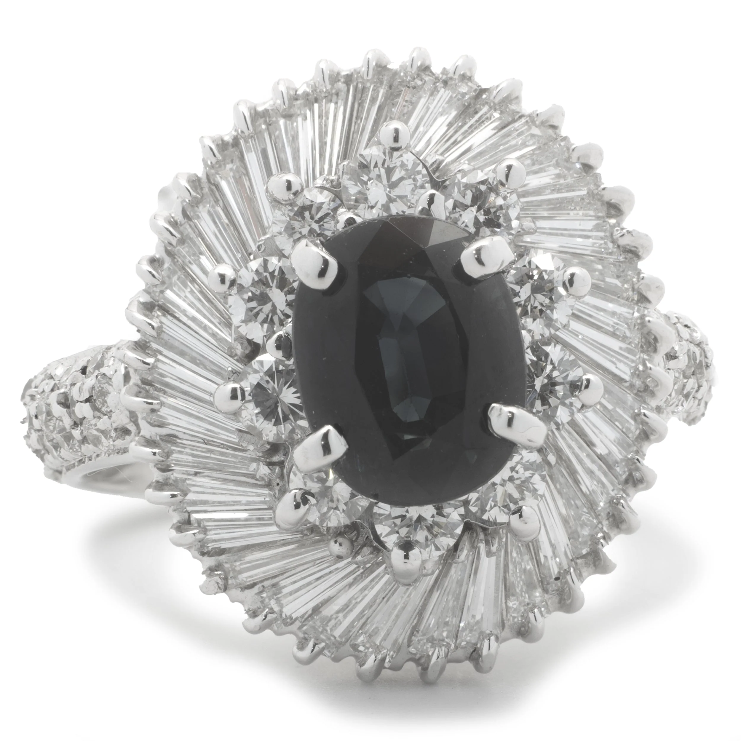 Platinum Sapphire and Diamond Ballerina Ring