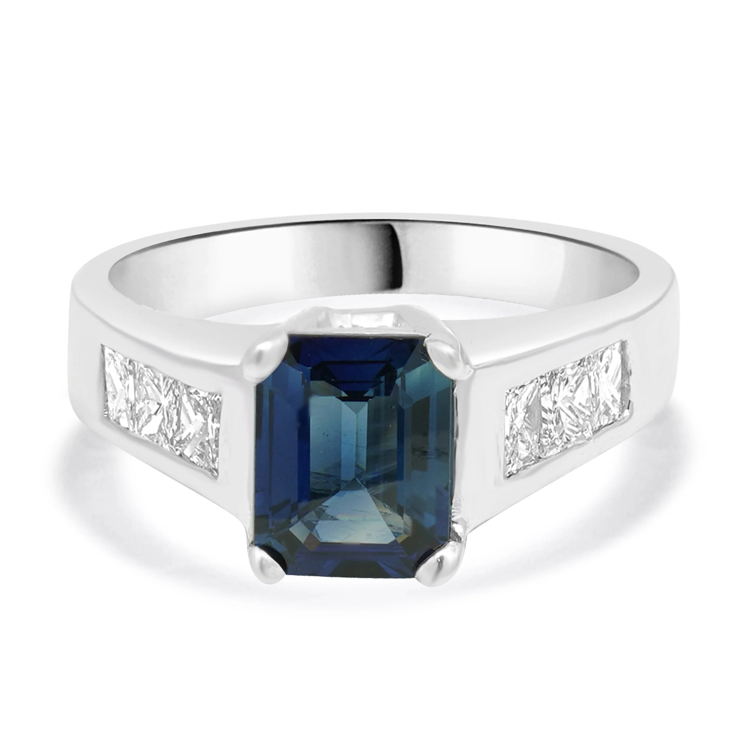 Platinum Sapphire and Diamond Channel Set Ring