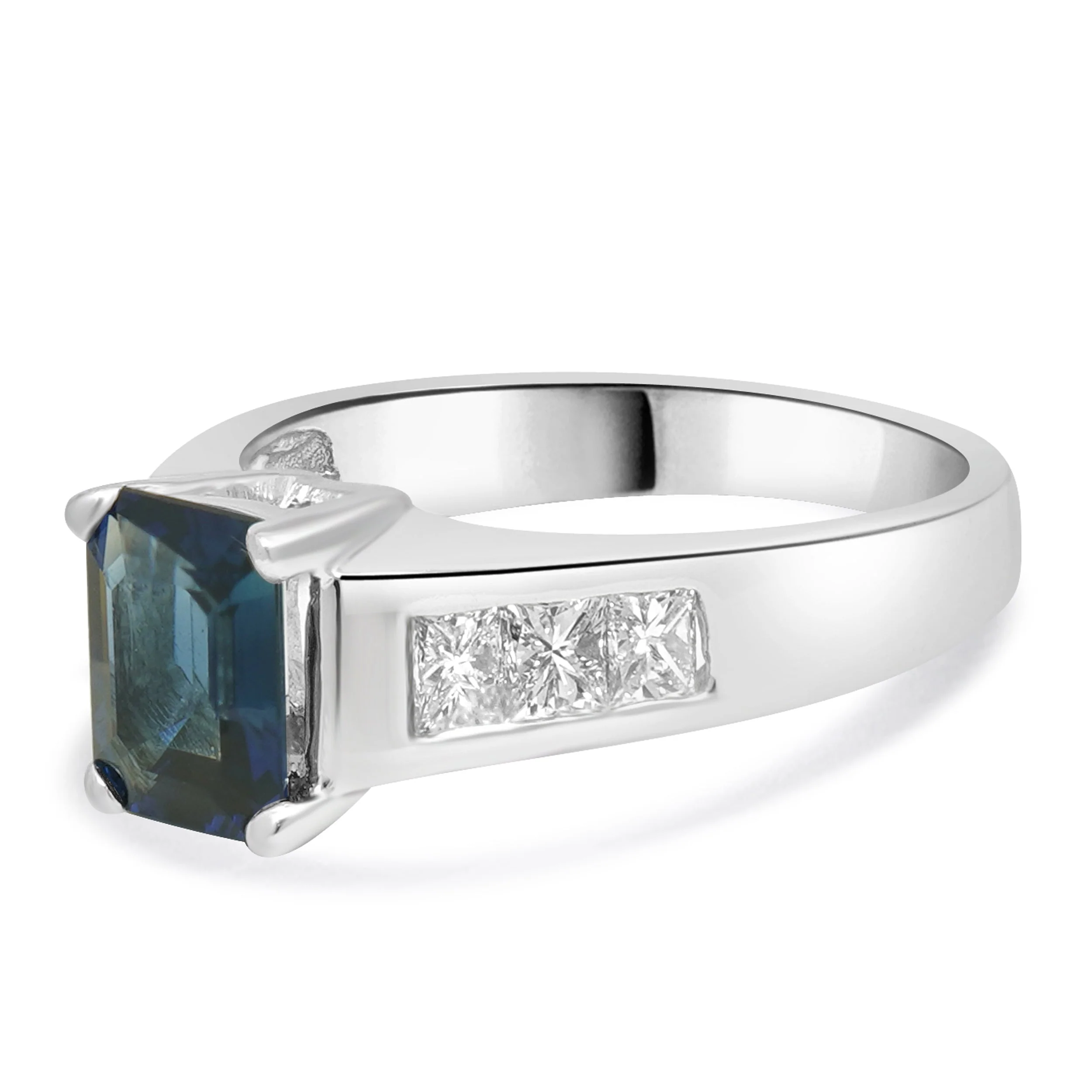 Platinum Sapphire and Diamond Channel Set Ring - Image 2
