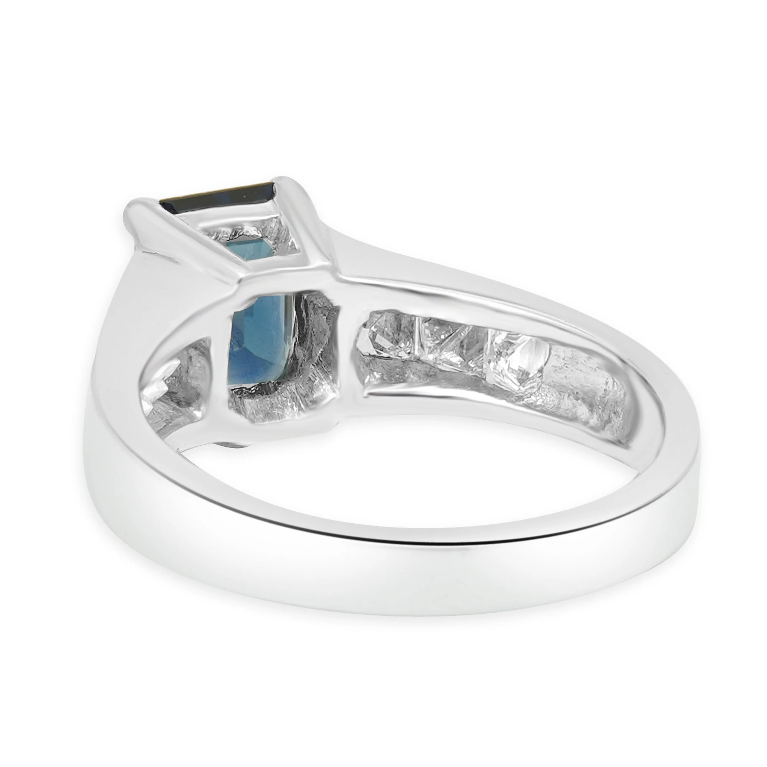 Platinum Sapphire and Diamond Channel Set Ring - Image 3