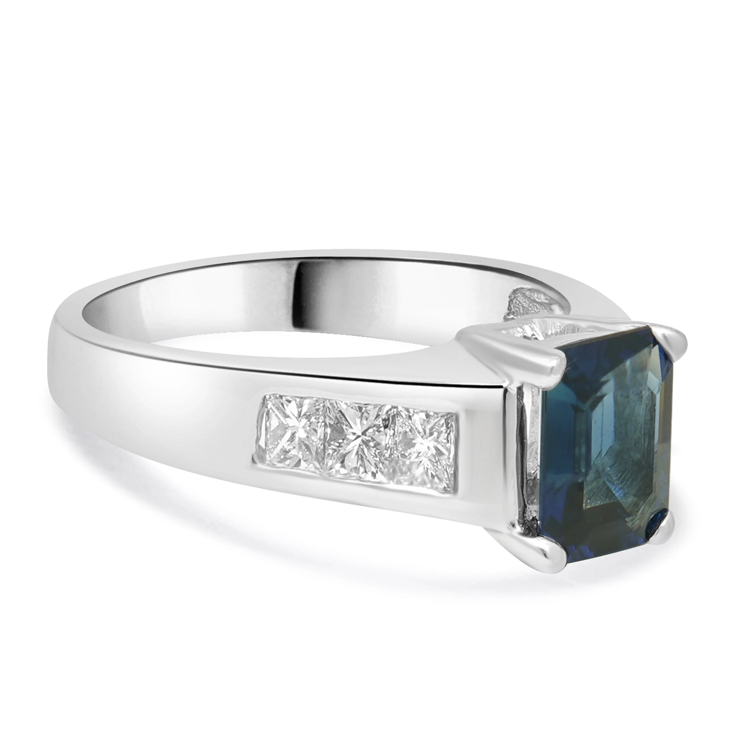 Platinum Sapphire and Diamond Channel Set Ring - Image 4