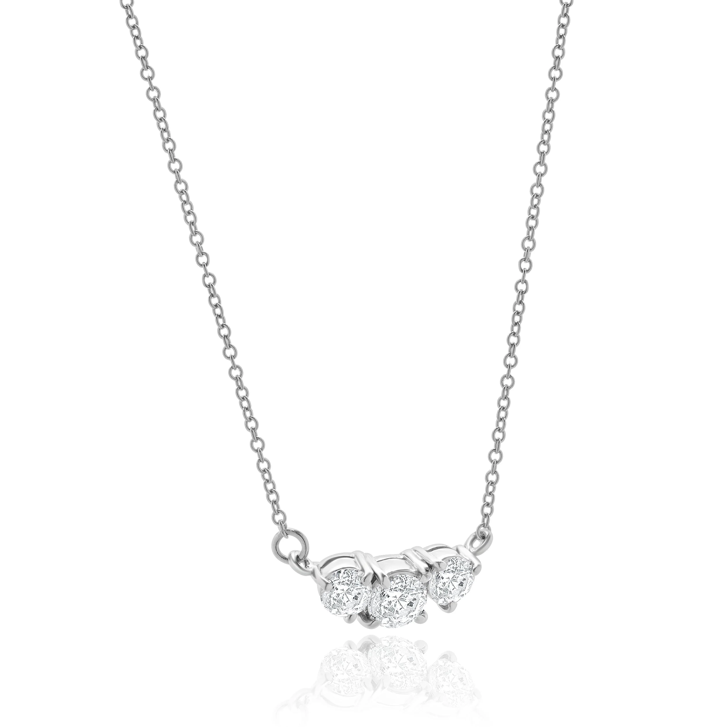 Platinum Three Diamond  Necklace - Image 2