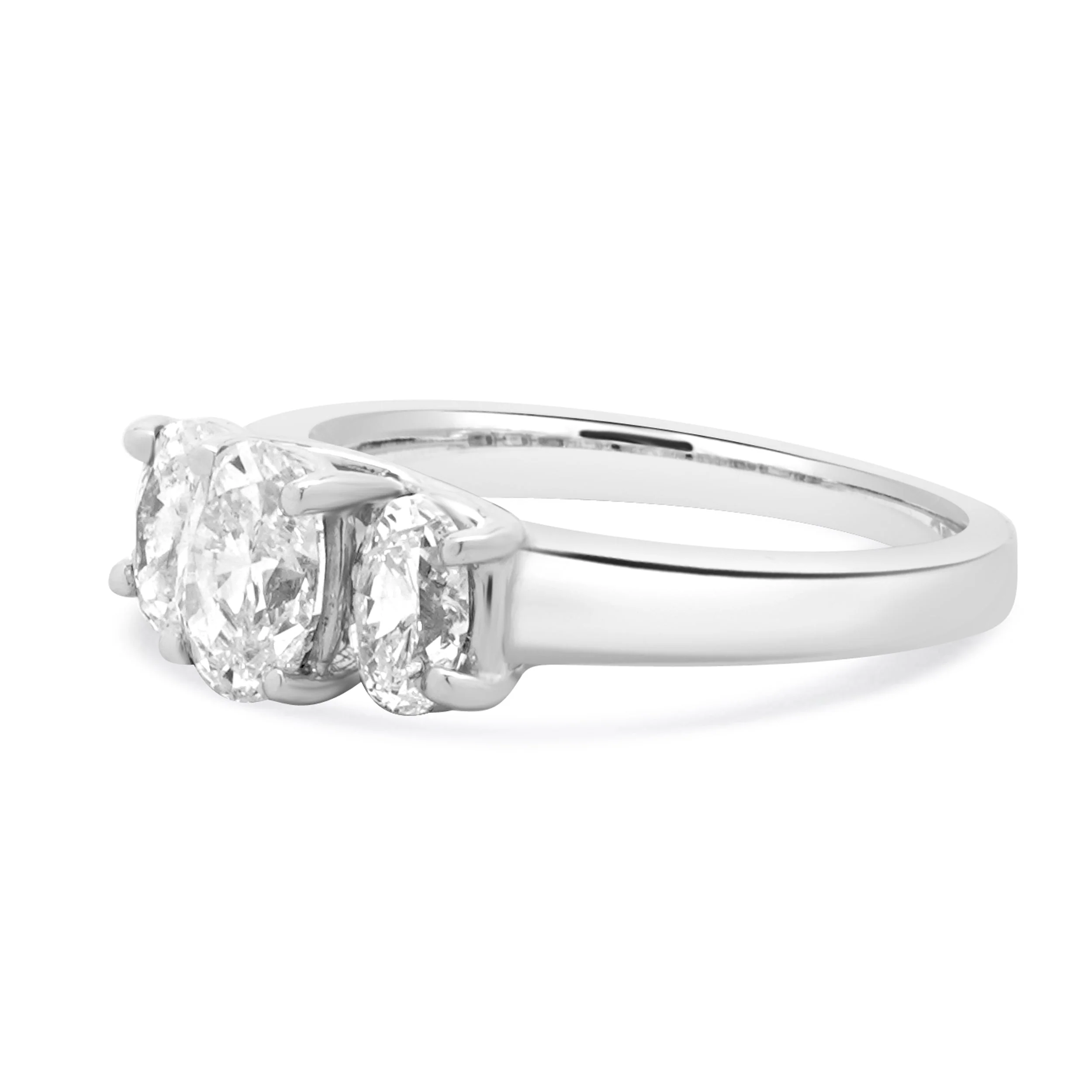 Platinum Three Oval Diamond Band - Image 2