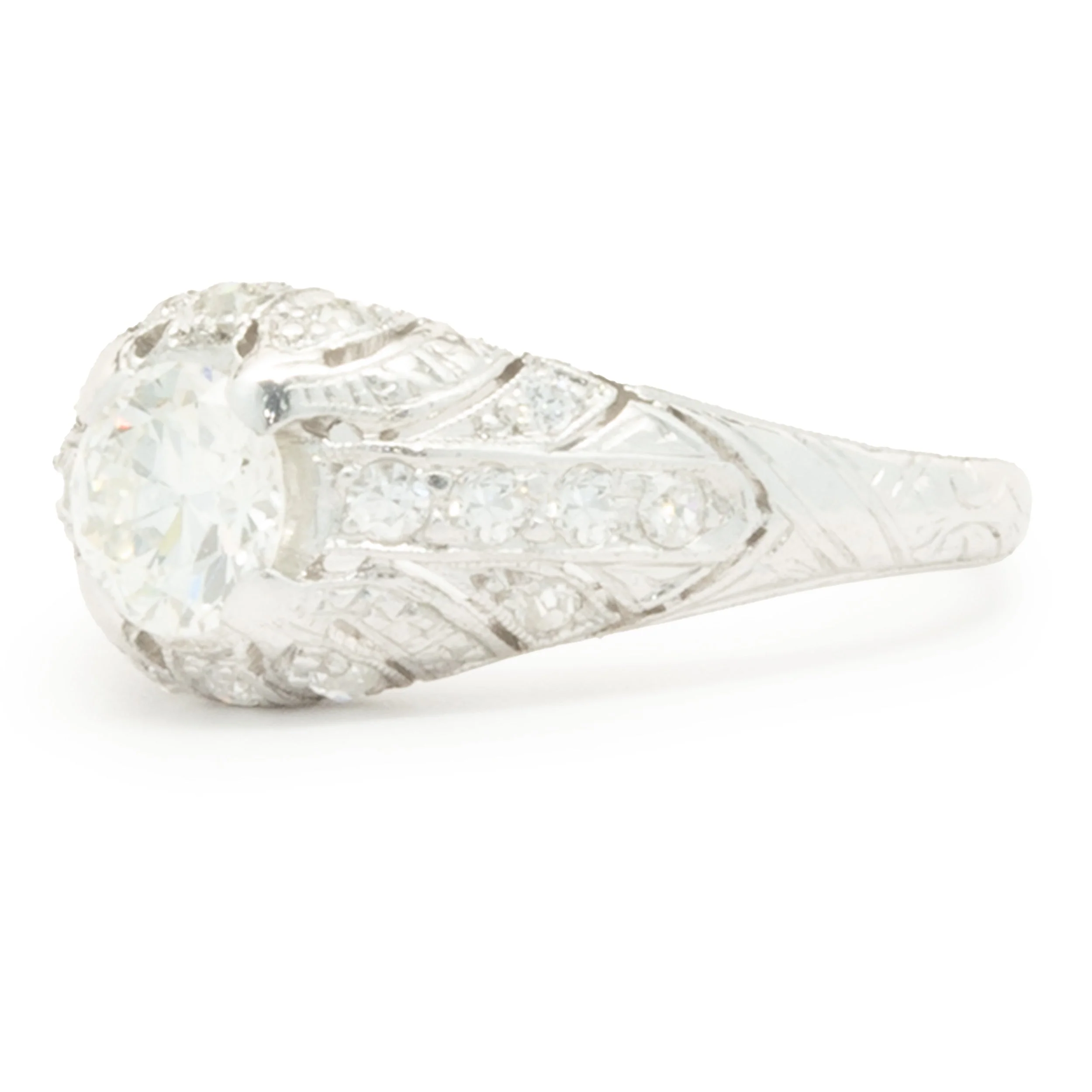 Platinum Vintage Art-Deco Diamond Engagement Ring - Image 2