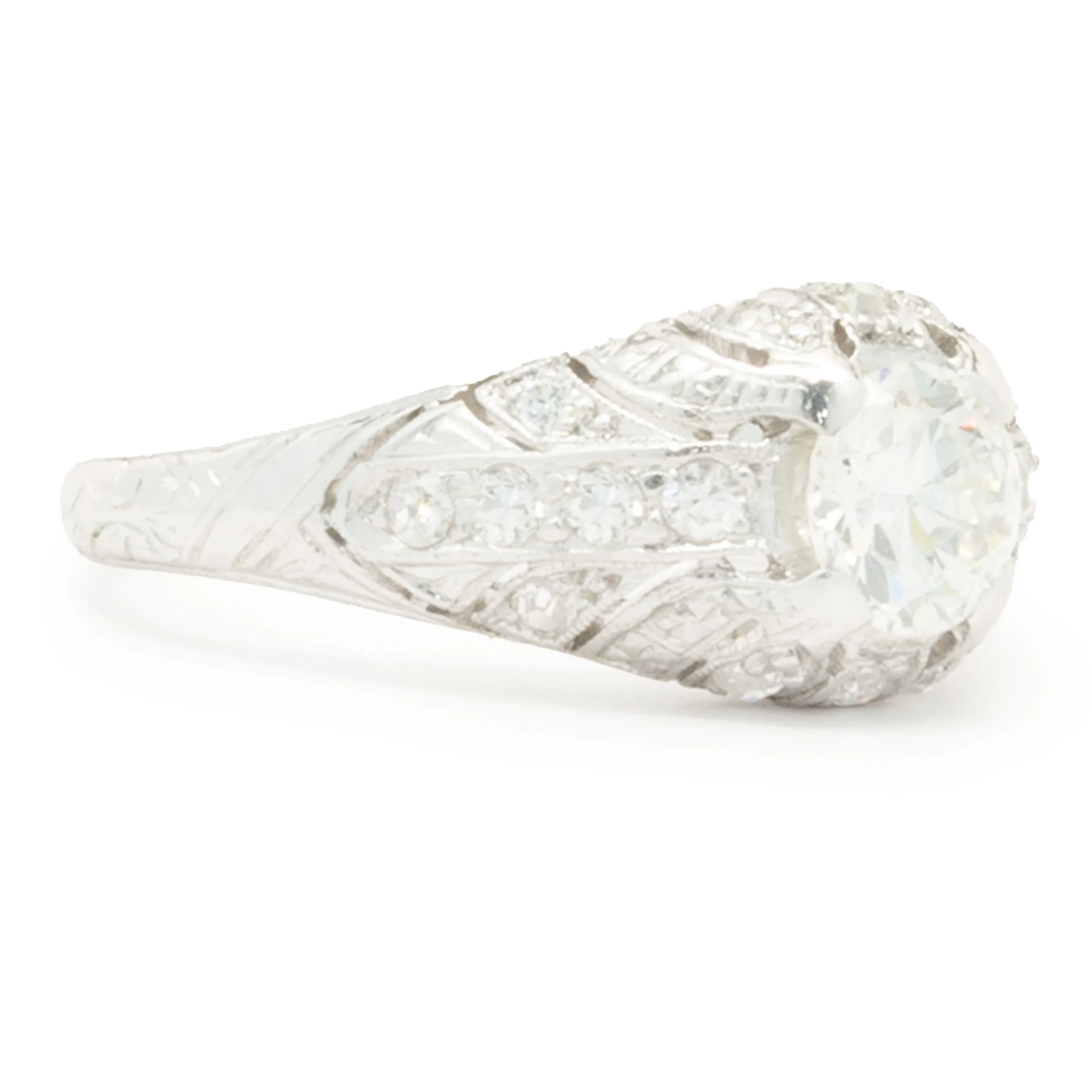 Platinum Vintage Art-Deco Diamond Engagement Ring - Image 4