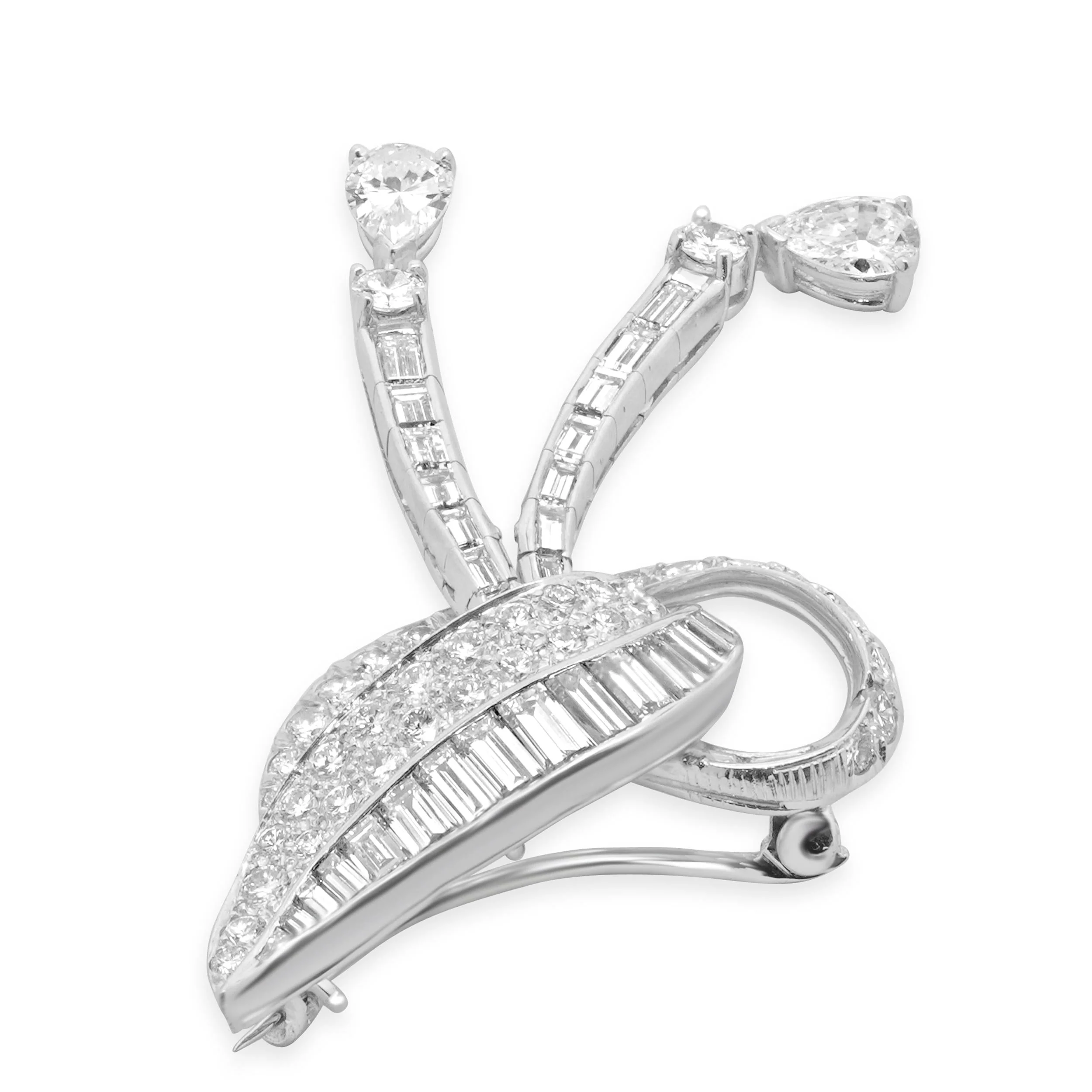 Platinum Vintage Diamond Ribbon Pin - Image 3