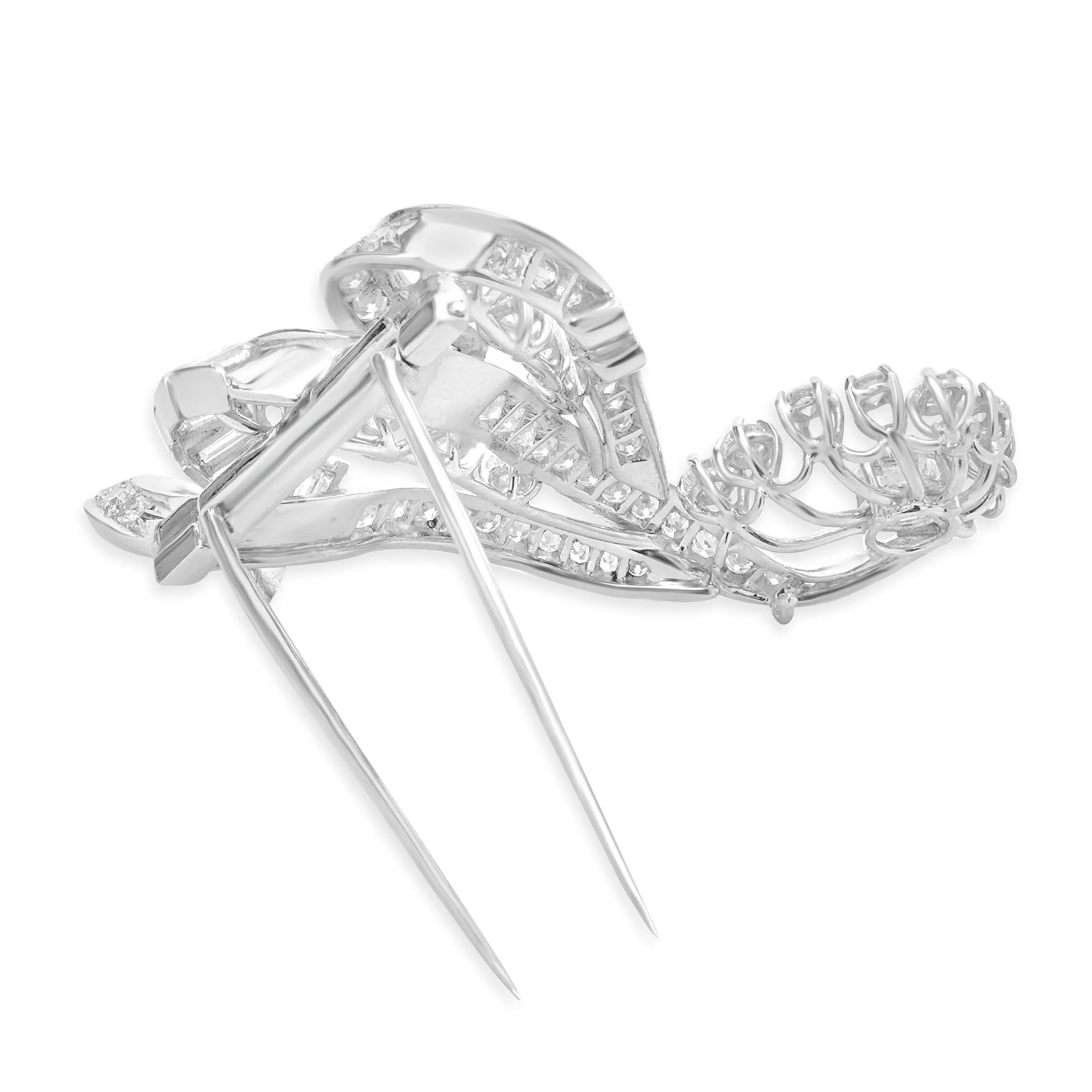Platinum Vintage Diamond Spray Pin - Image 3