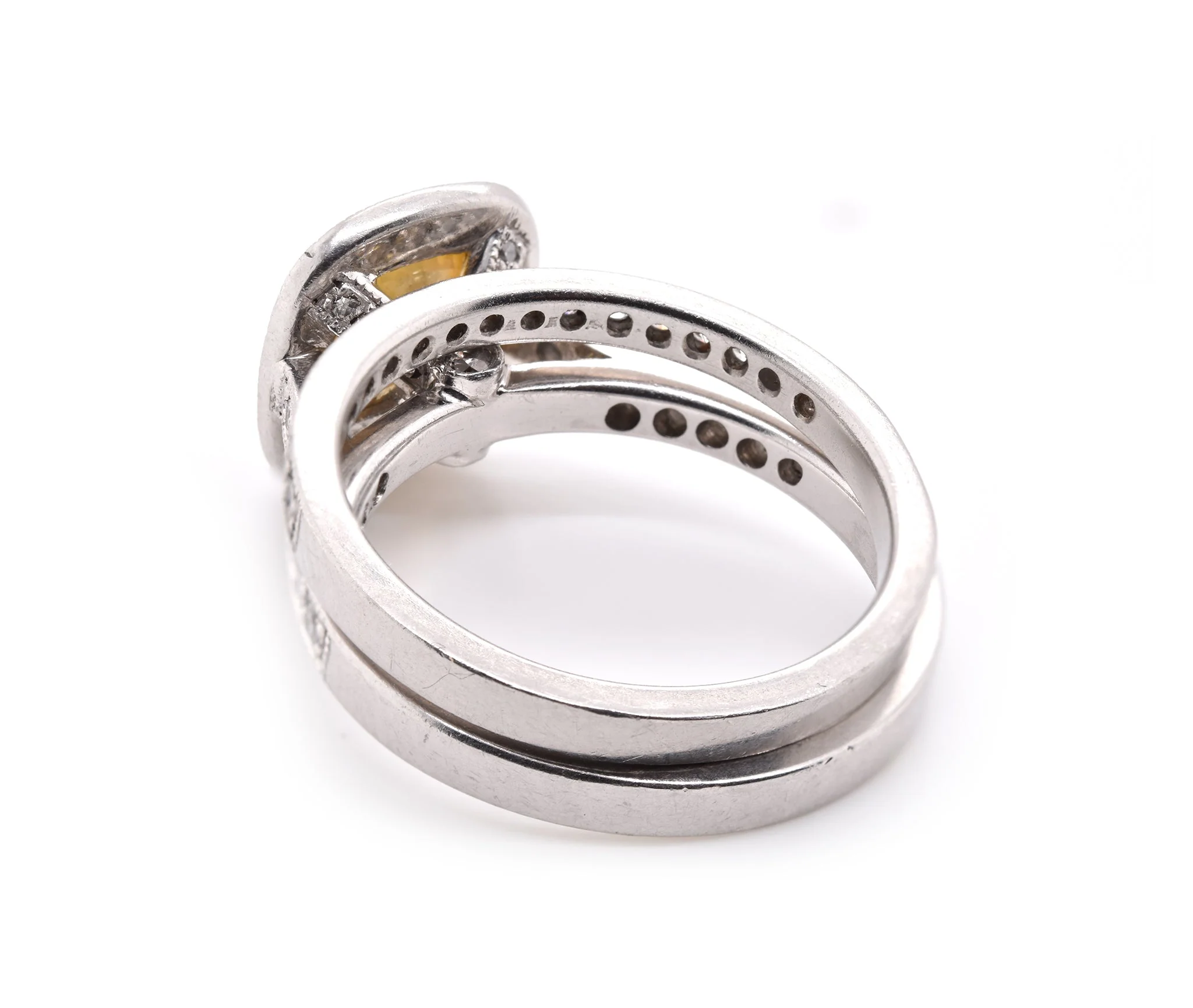 Platinum Yellow Sapphire and Diamond Ring Set - Image 4
