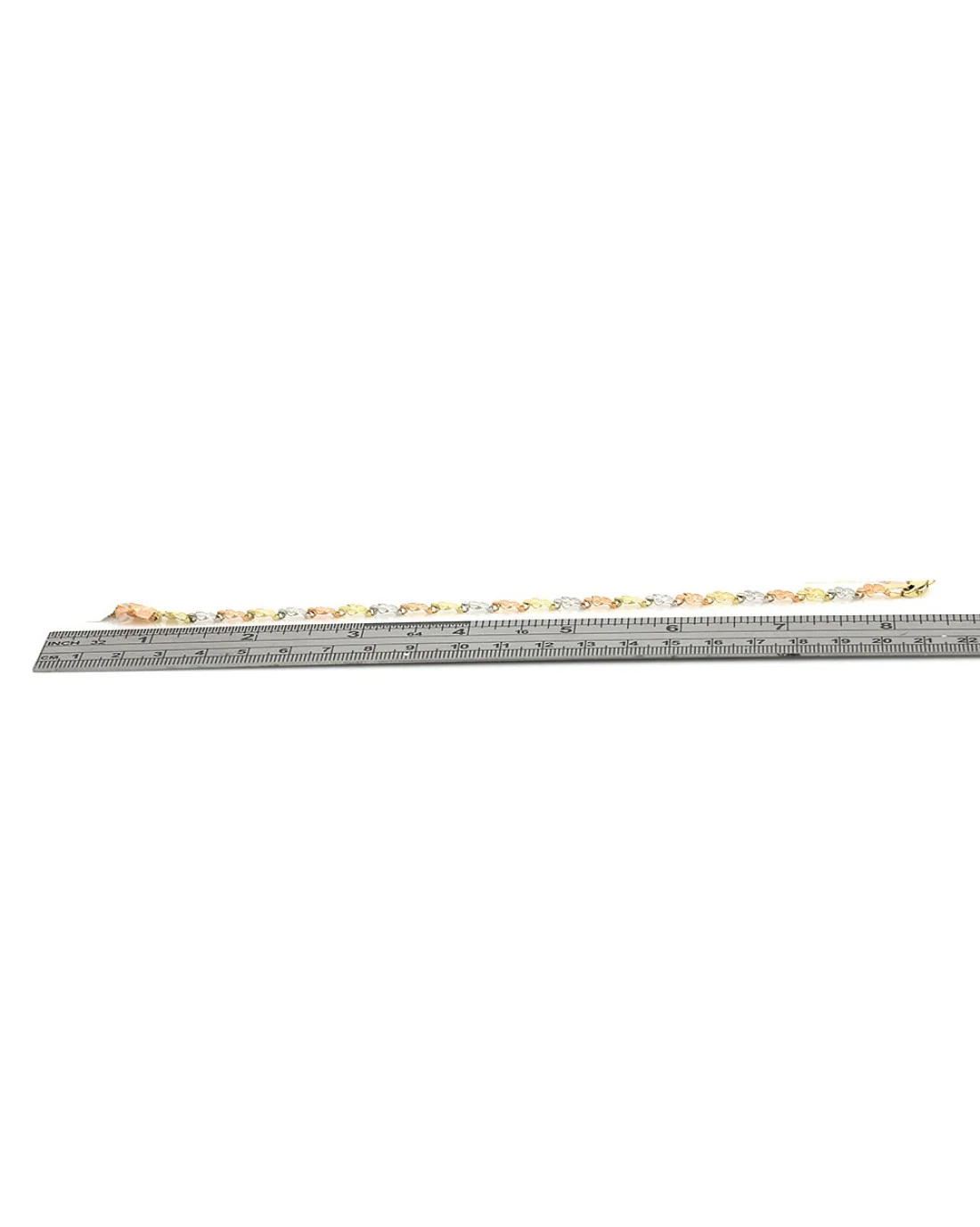 Plumeria Link Bracelet in White, Rose, and Yellow Gold - Image 3