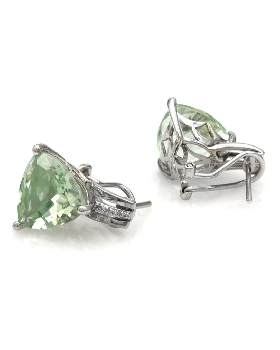 Prasiolite and Diamond Accent Earrings - Image 2