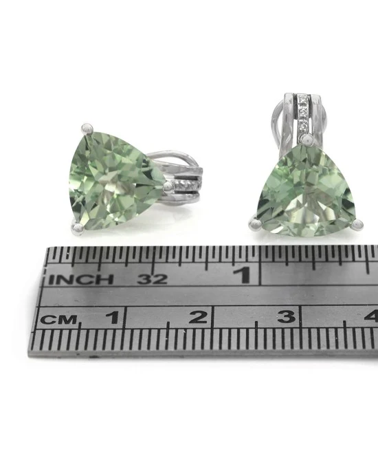 Prasiolite and Diamond Accent Earrings - Image 3