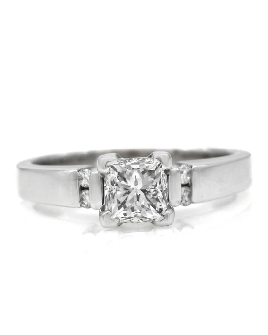 Princess and Round Diamond Accent Engagement Ring - Image 2