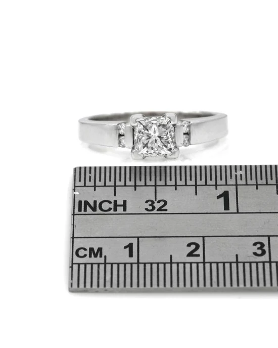 Princess and Round Diamond Accent Engagement Ring - Image 3