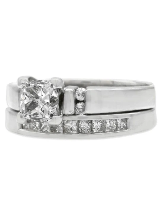 Princess and Round Diamond Accent Engagement Ring - Image 4