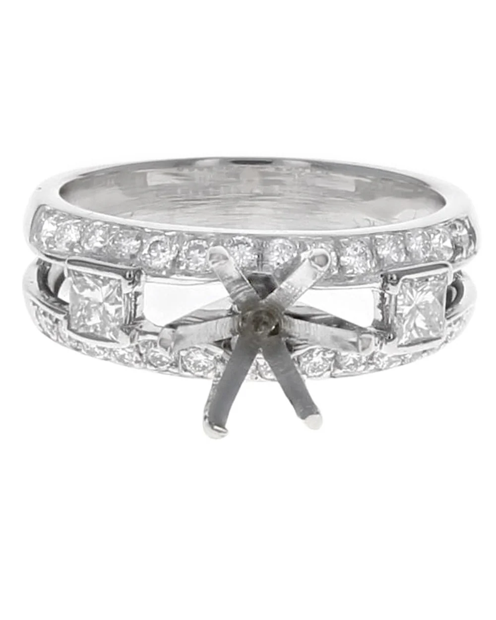 Princess and Round Diamond Split Shank Semi Mount - Image 2